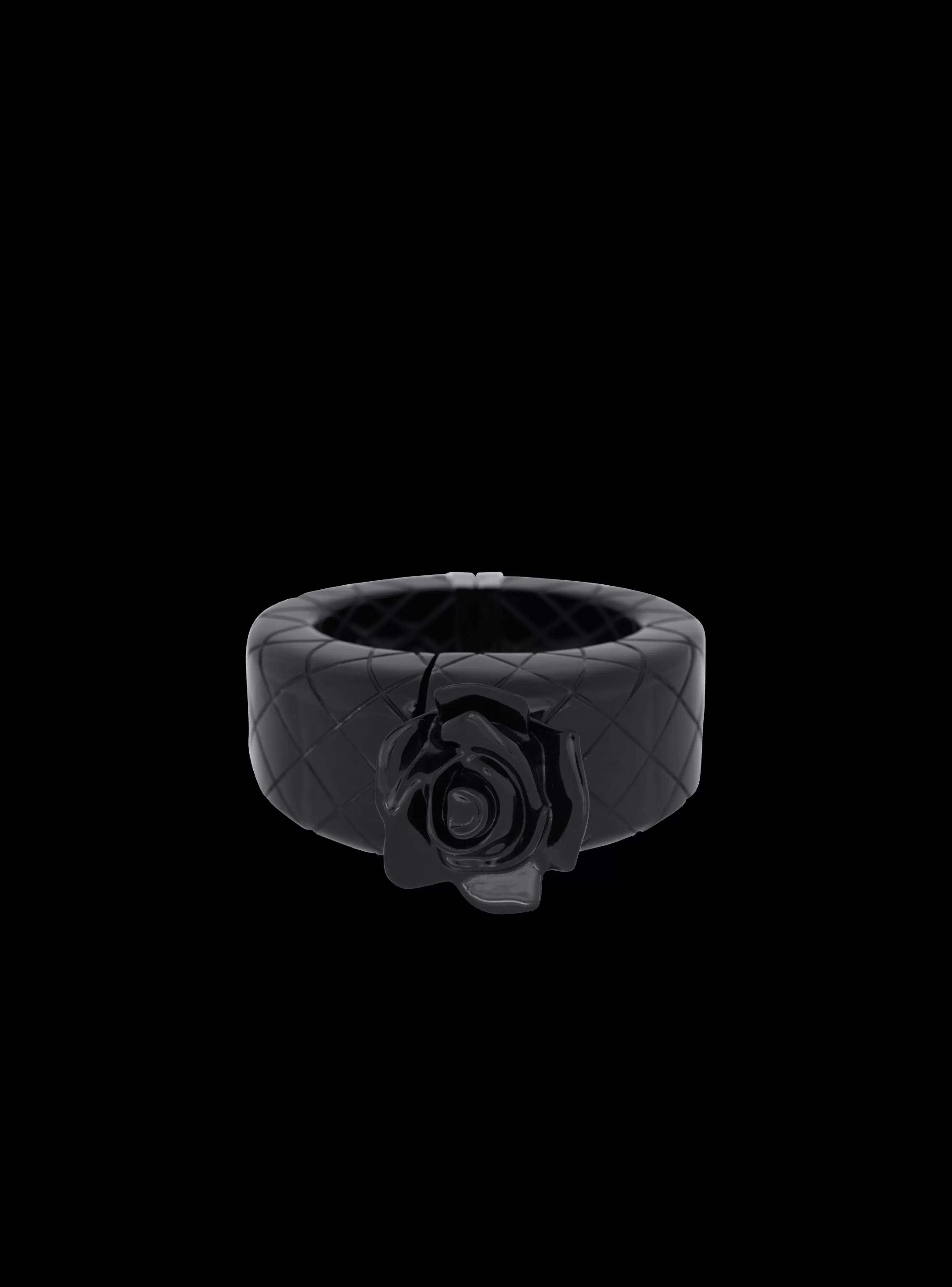 Balmain Gioielli Moda-Rose And Grid Resin Cuff black