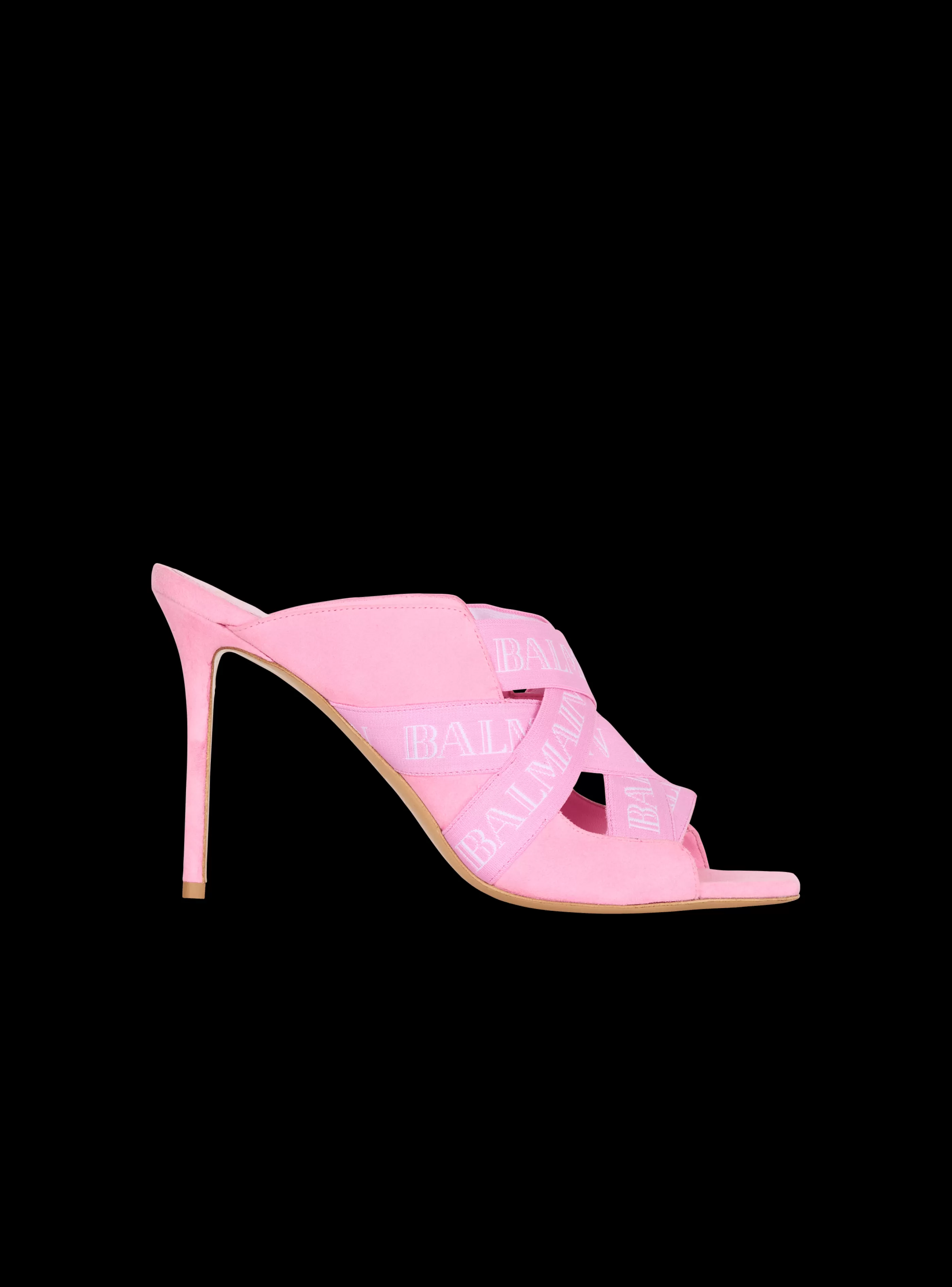 Balmain Scarpe Col Tacco Alto-Ruby Mules With Vintage Straps pink