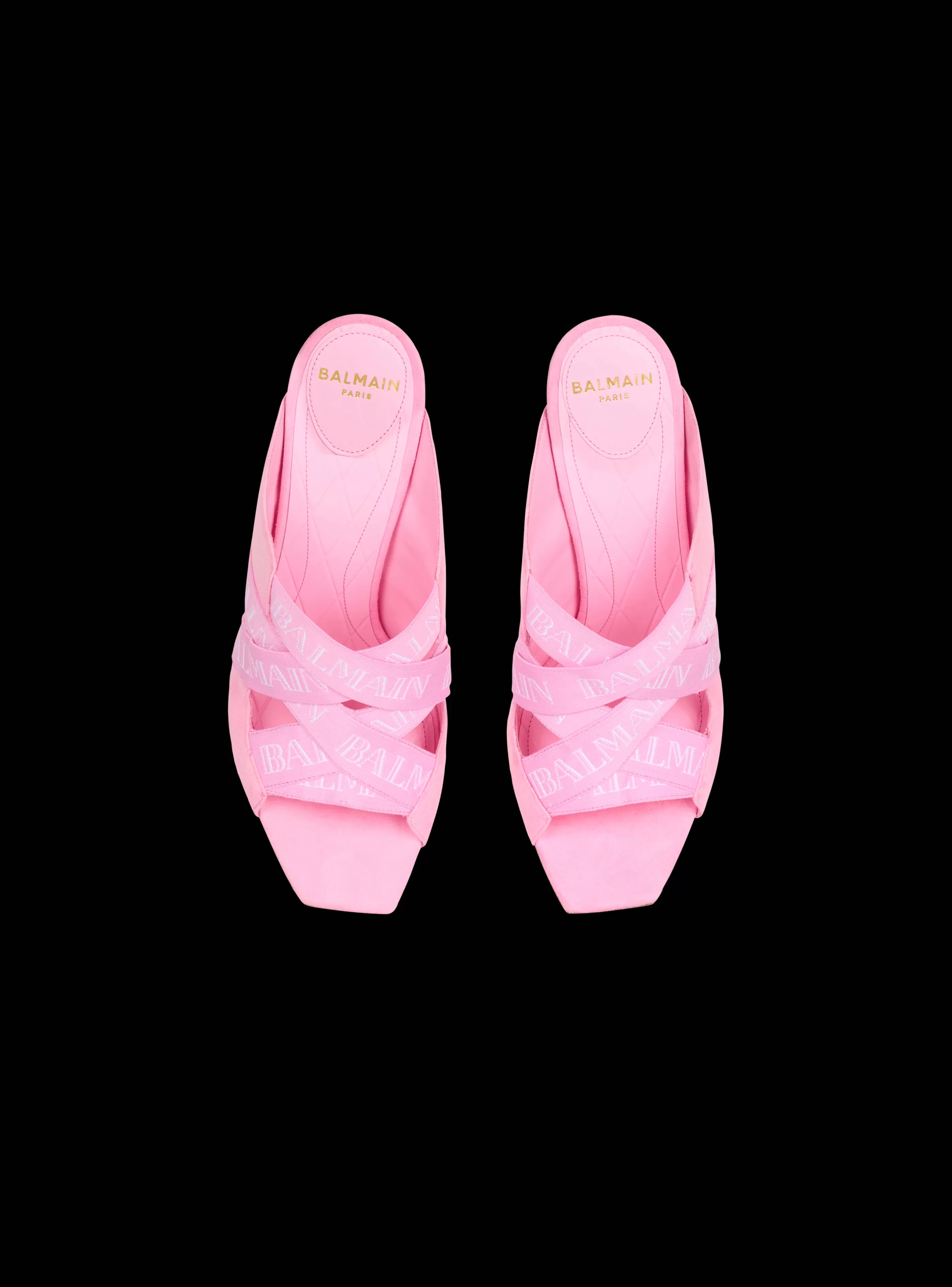 Balmain Scarpe Col Tacco Alto-Ruby Mules With Vintage Straps pink