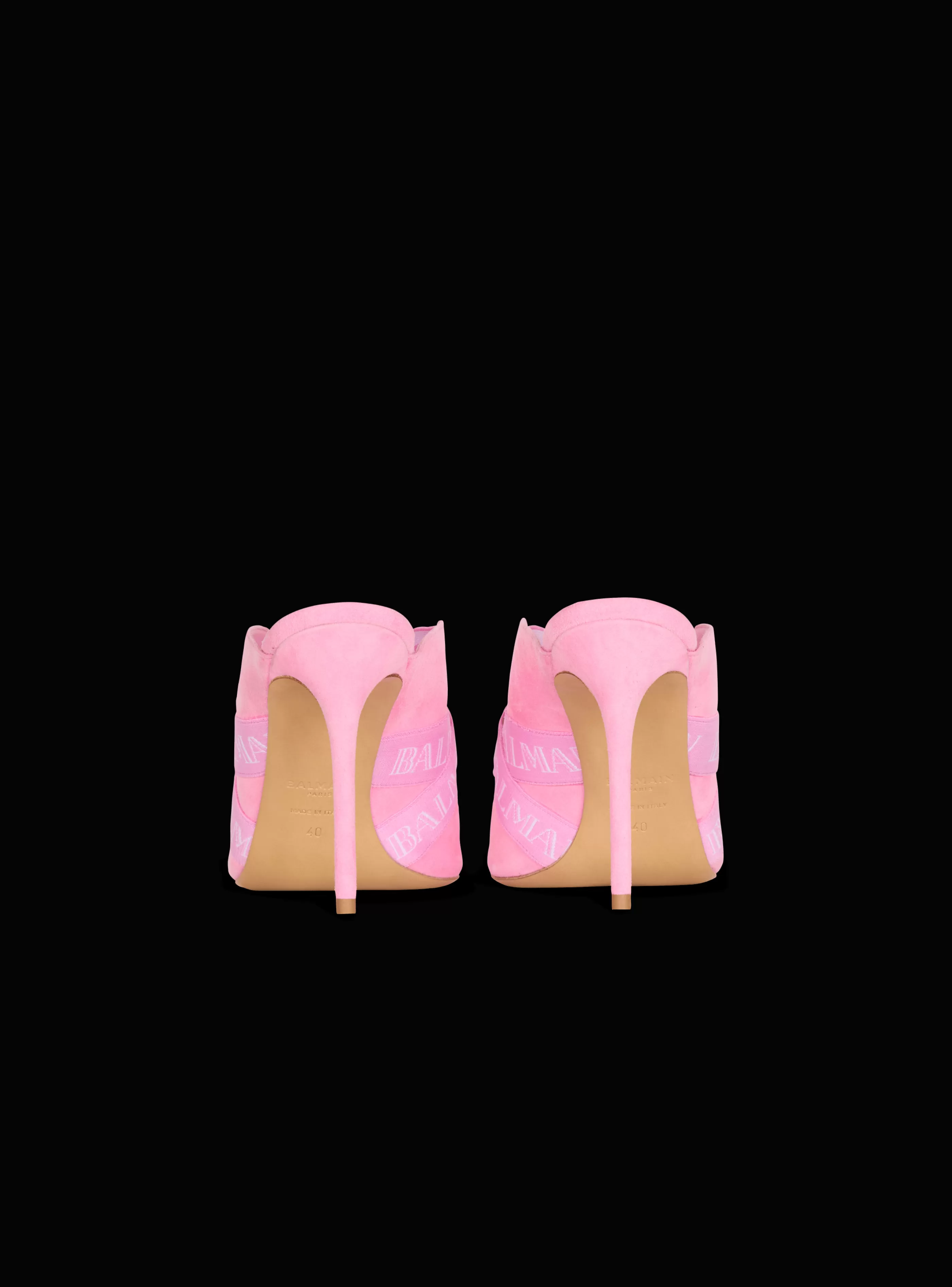 Balmain Scarpe Col Tacco Alto-Ruby Mules With Vintage Straps pink