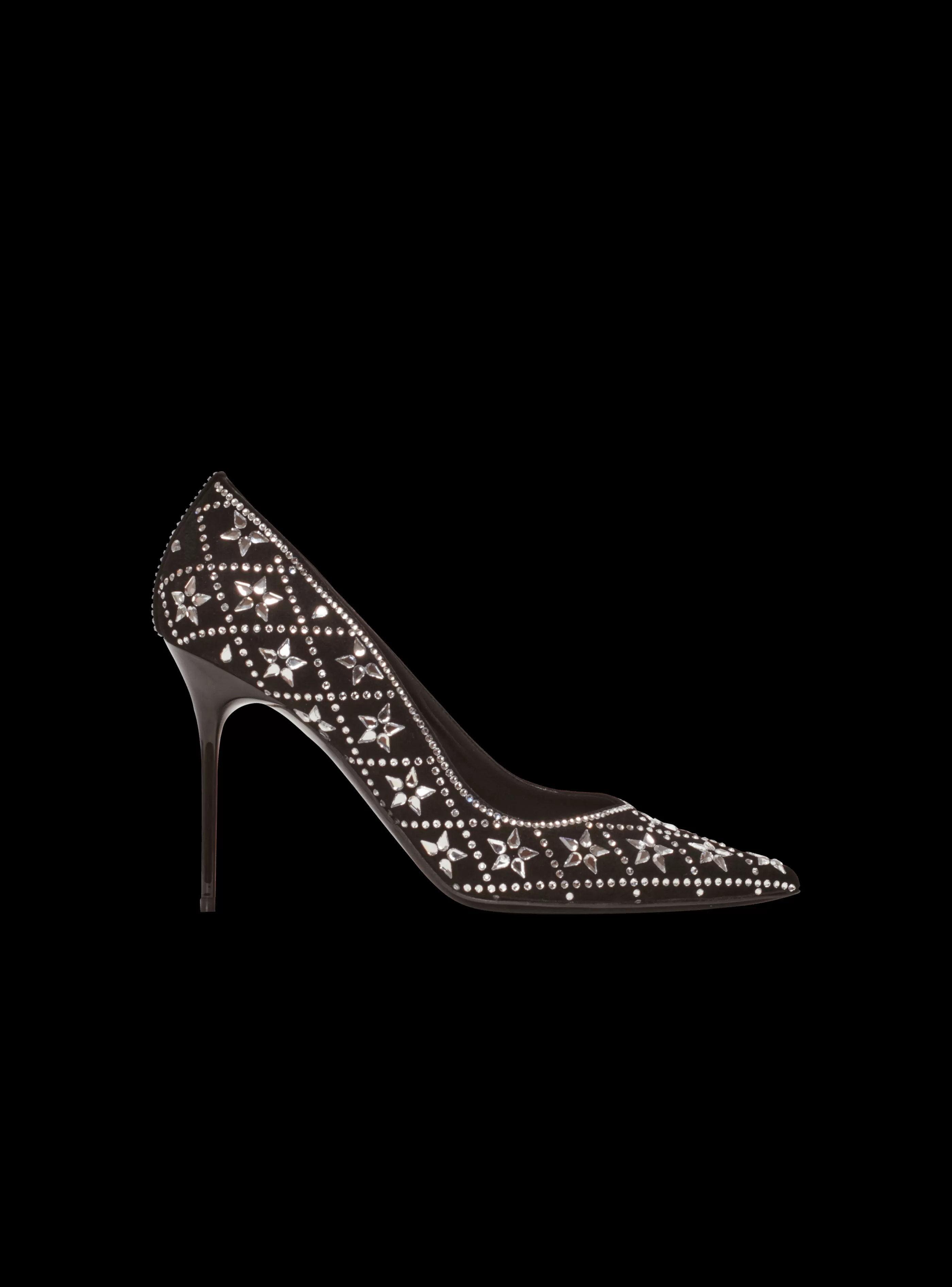 Balmain Scarpe Col Tacco Alto-Ruby Suede And Crystal Pumps black