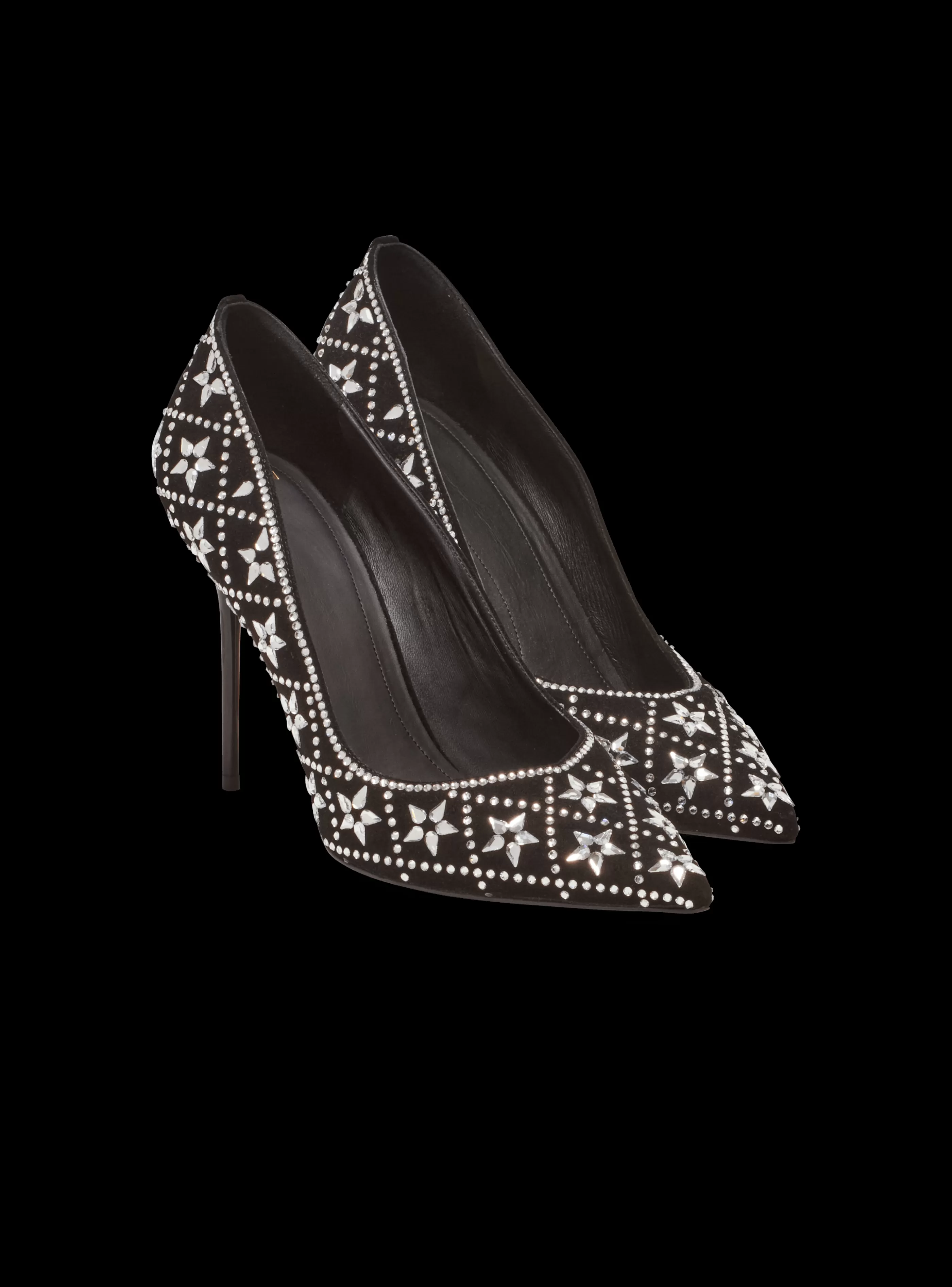 Balmain Scarpe Col Tacco Alto-Ruby Suede And Crystal Pumps black