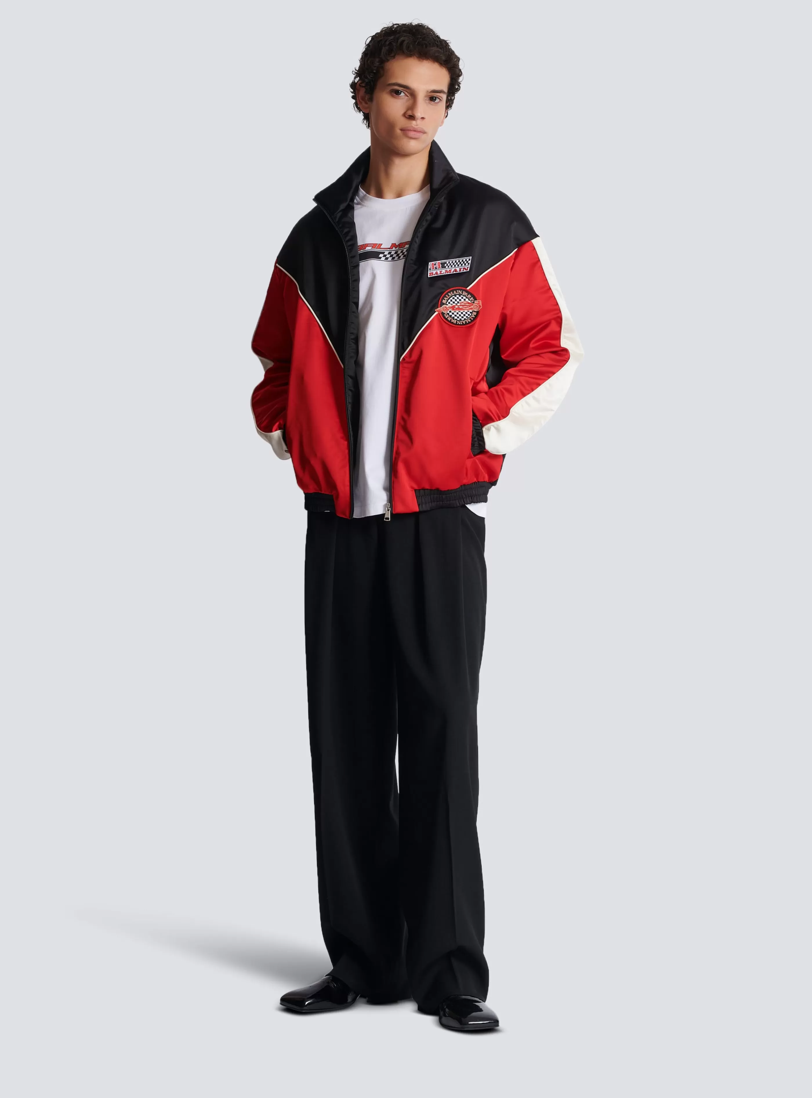 Balmain Capispalla-Satin Racing Jacket In Three Colours red