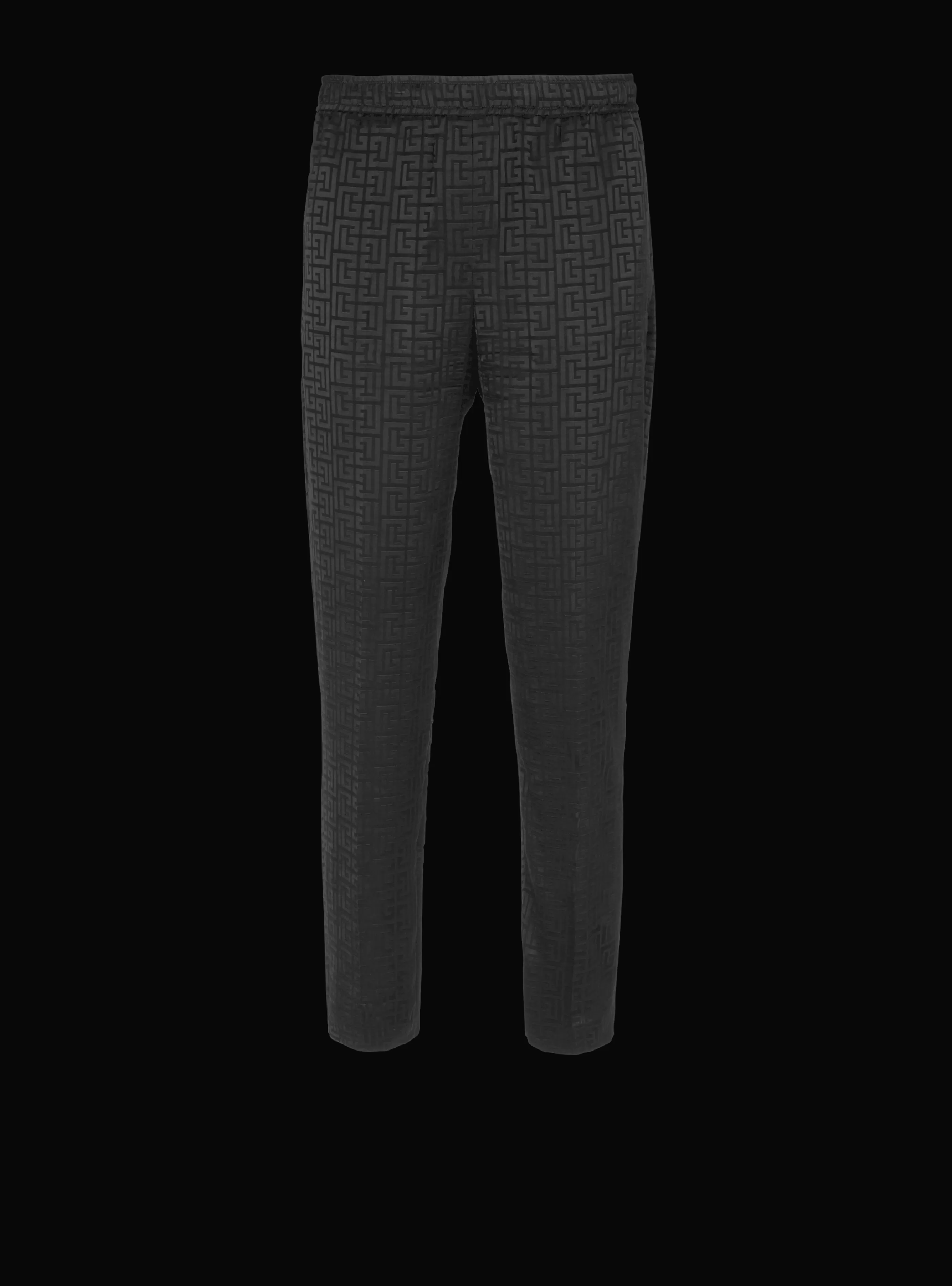 Balmain Pantaloni E Pantaloncini-Satin Monogram Jacquard Trousers black