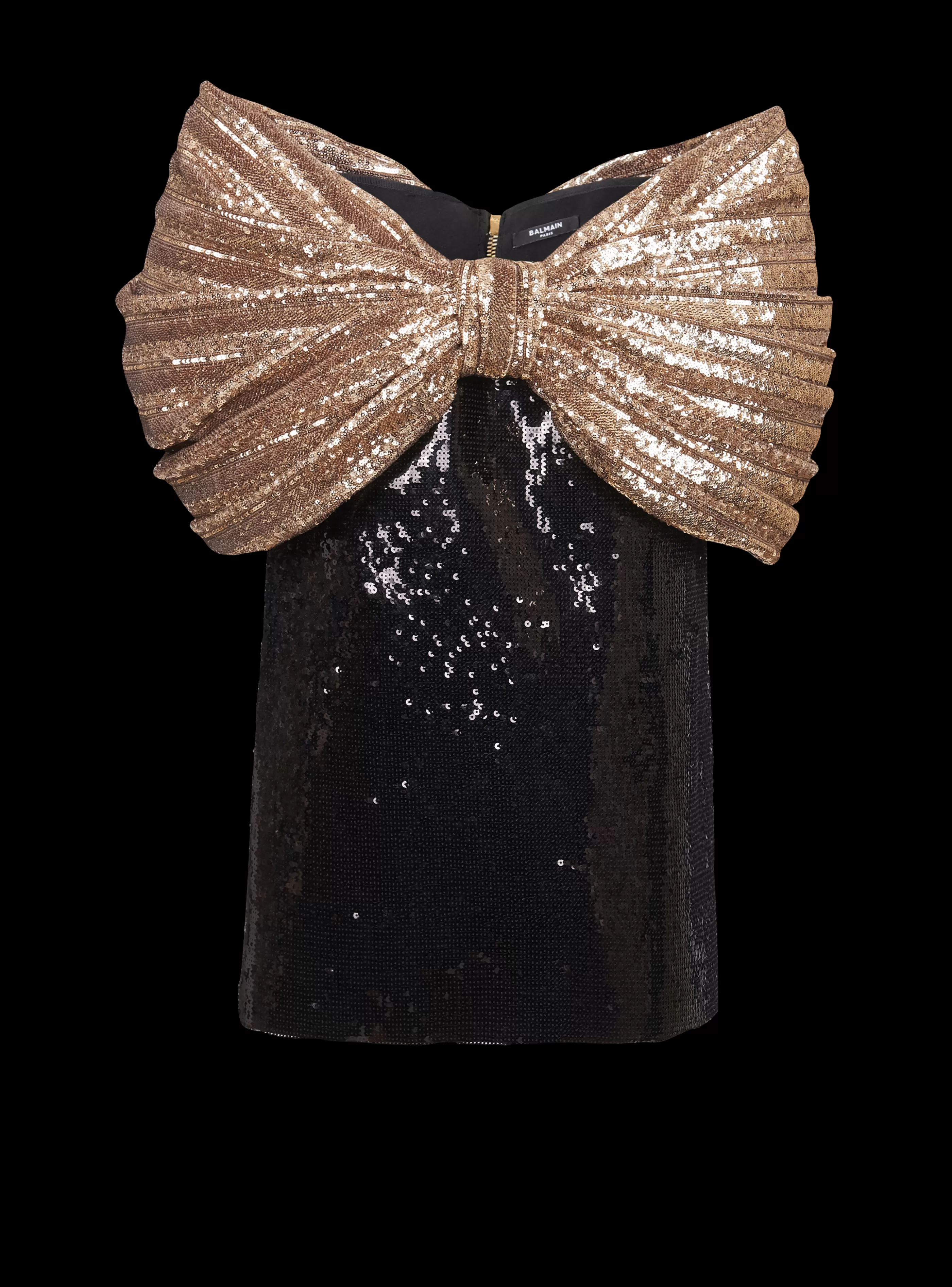 Balmain Abiti-Sequinned Dress With Oversized Bow black