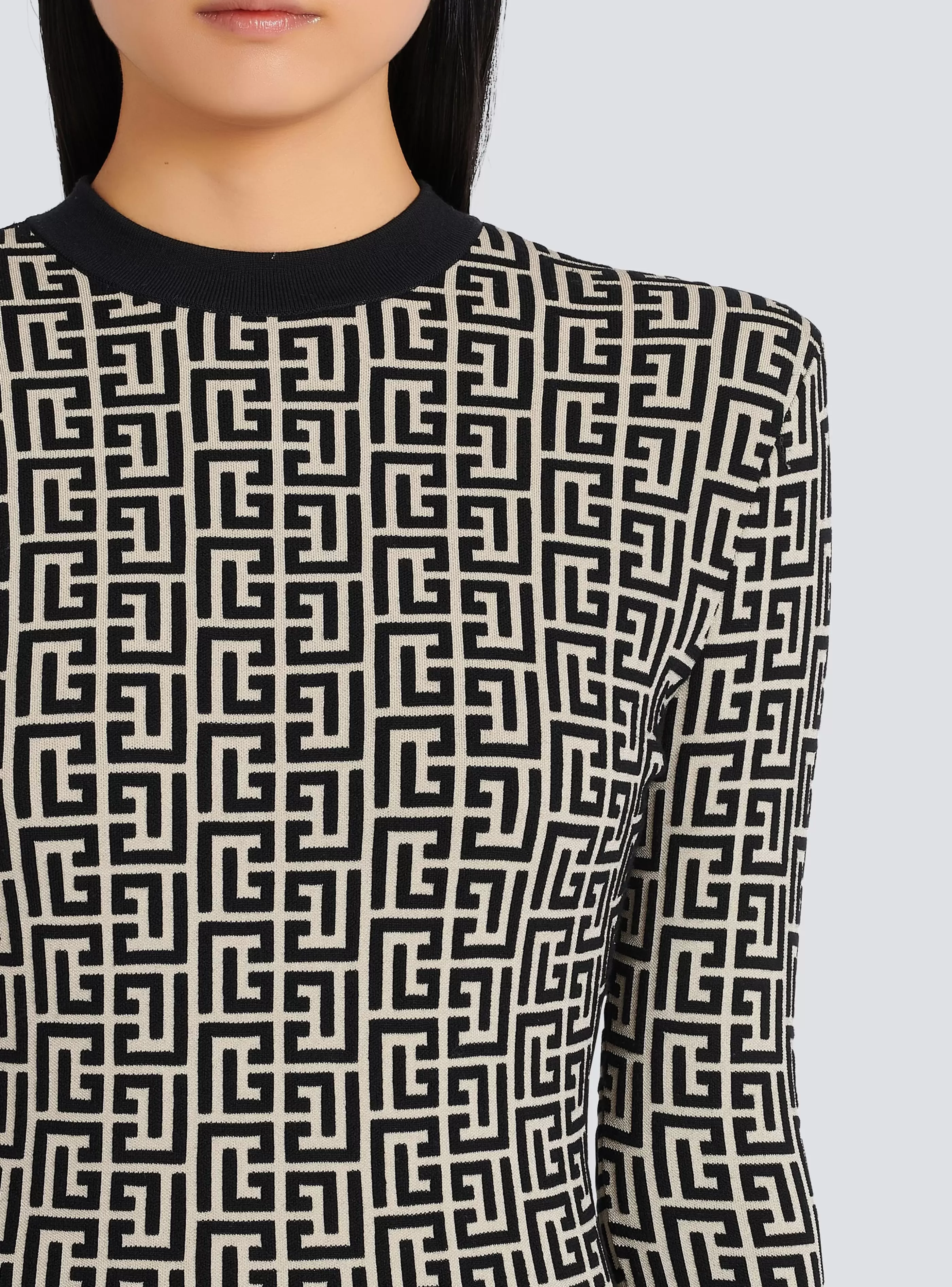 Balmain Maglieria | Abiti-Short Bicolor Jacquard Dress With Monogram black