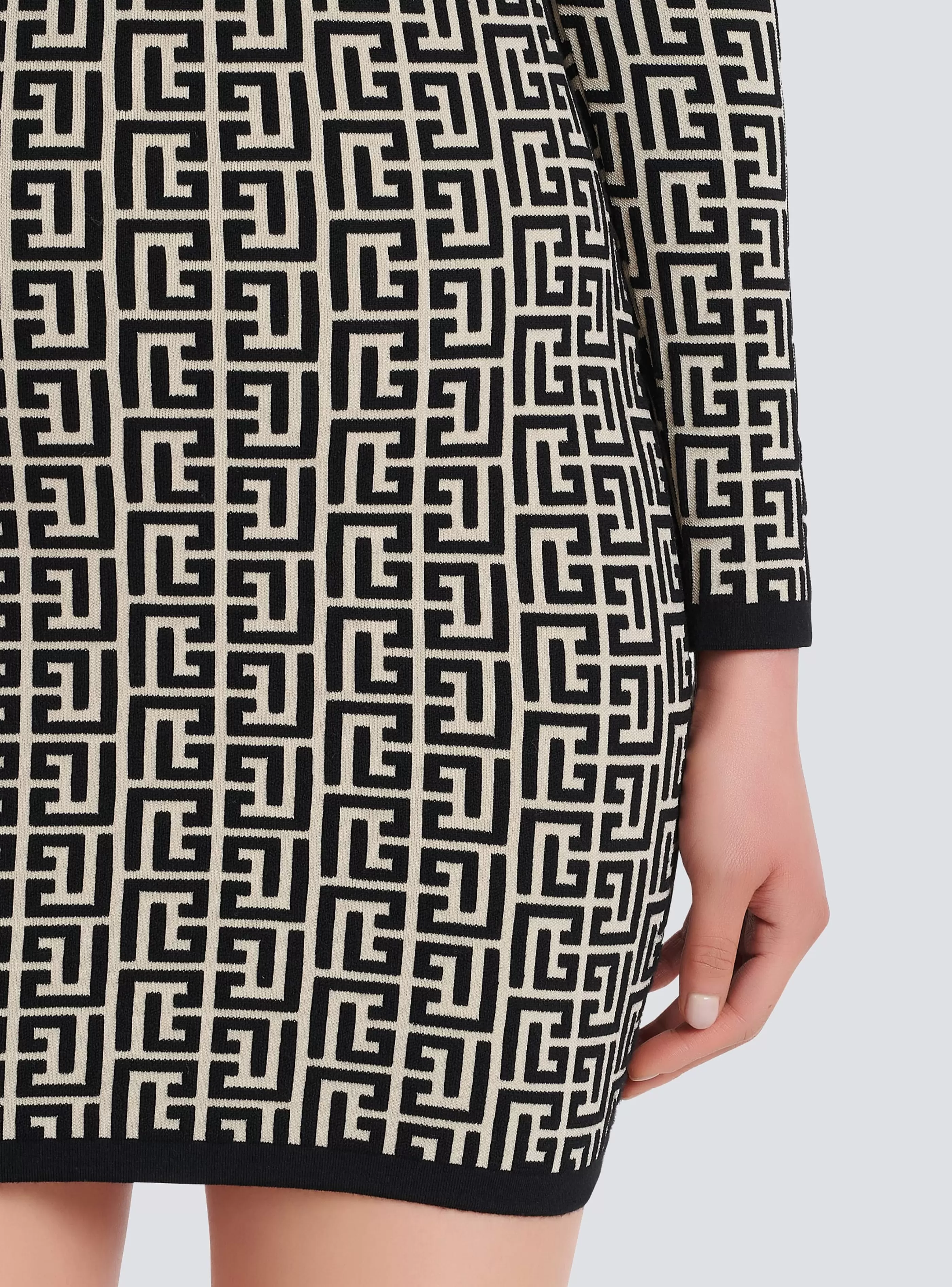 Balmain Maglieria | Abiti-Short Bicolor Jacquard Dress With Monogram black
