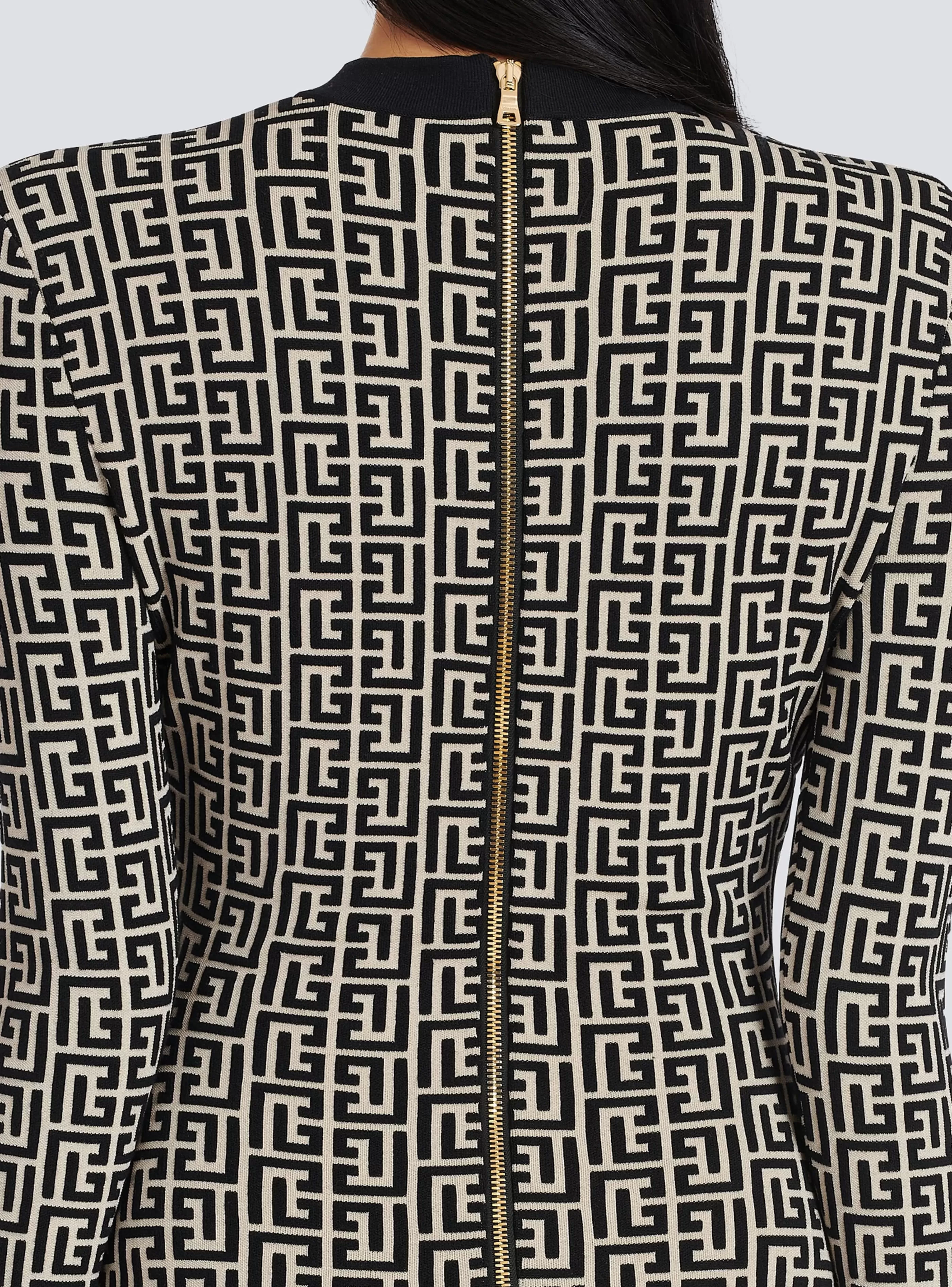 Balmain Maglieria | Abiti-Short Bicolor Jacquard Dress With Monogram black