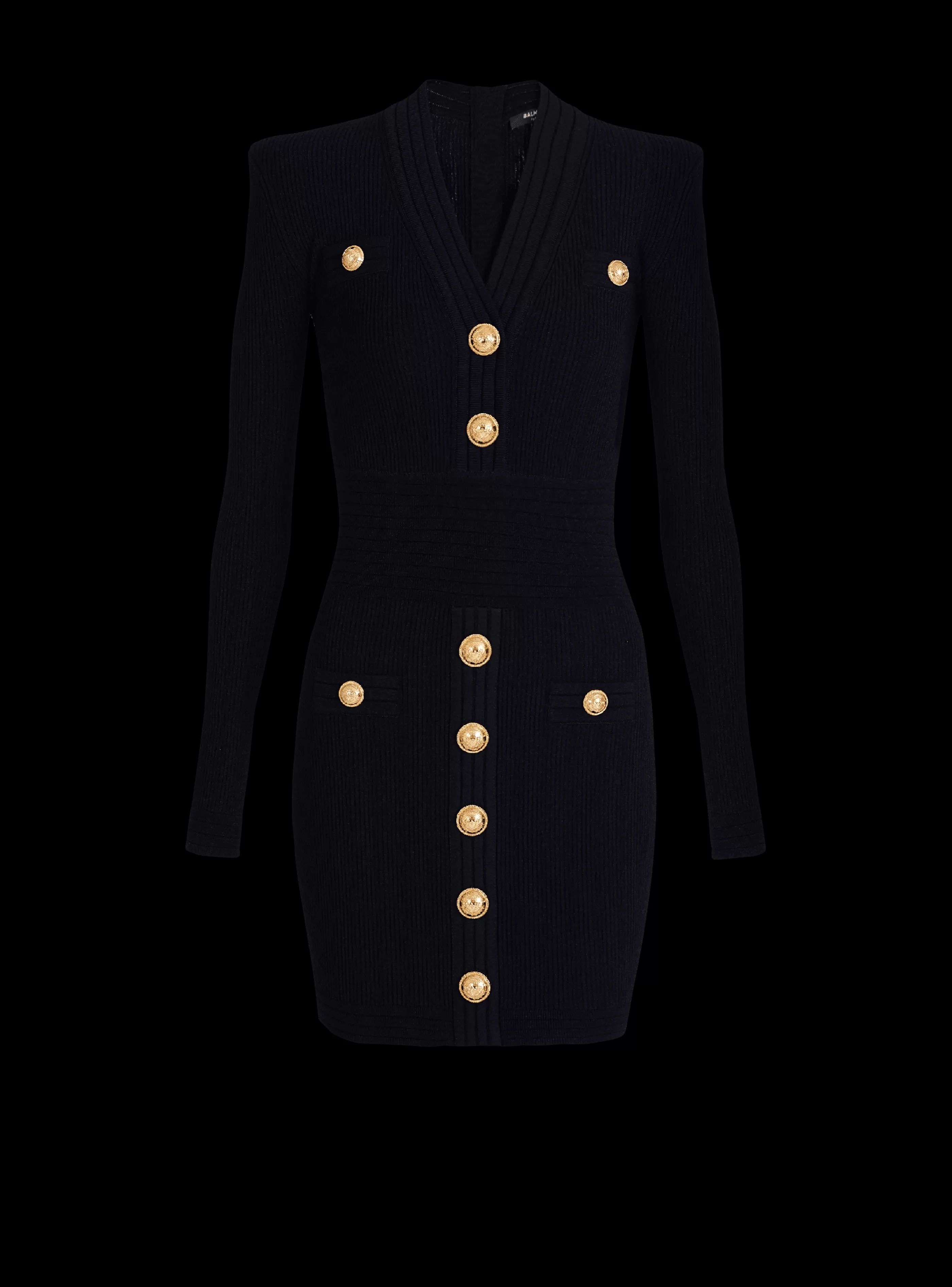 Balmain Maglieria | Abiti-Short Eco-designed Knit Dress With Gold-tone Buttons black