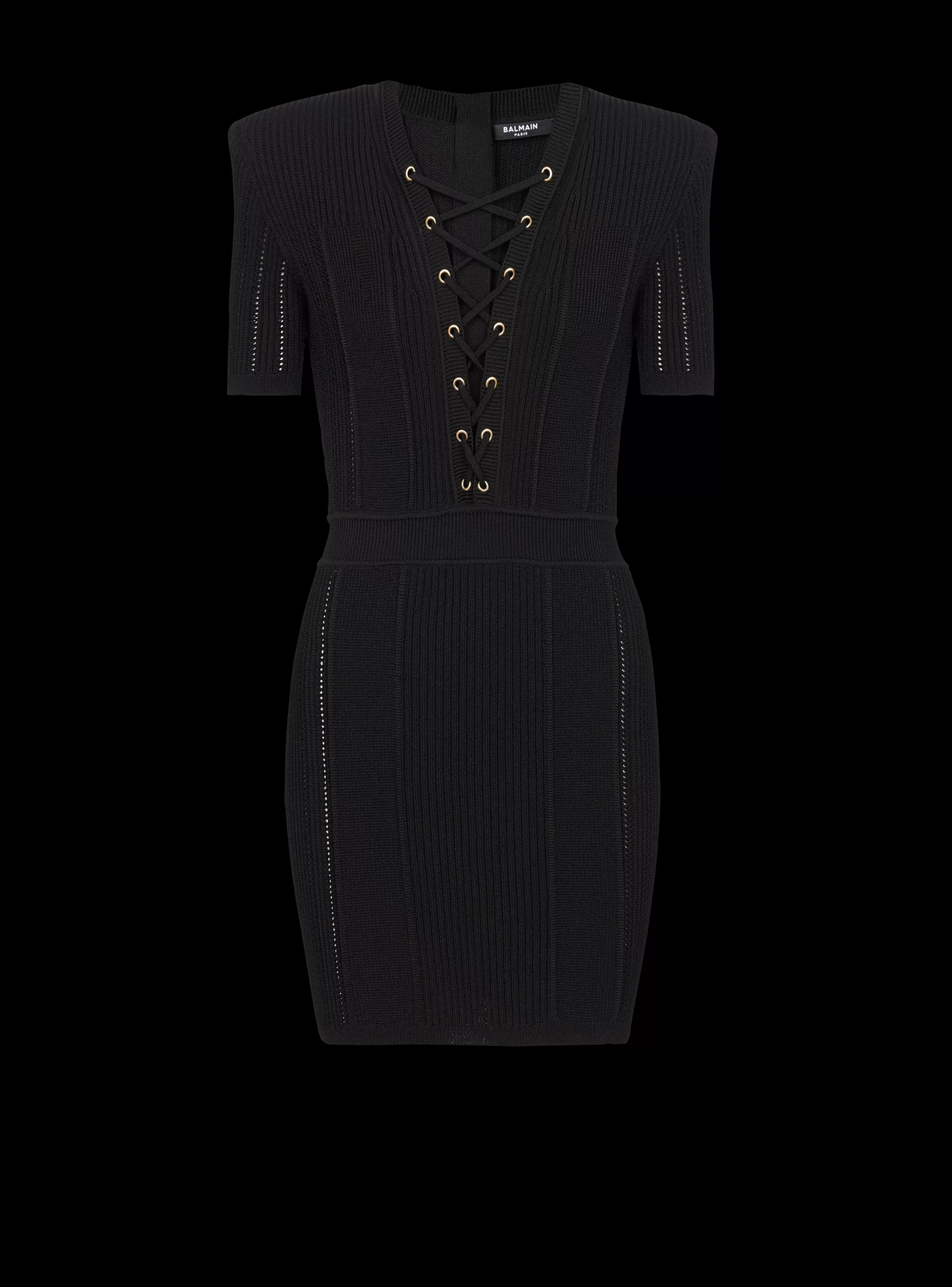 Balmain Maglieria | Abiti-Short Fine Ribbed Knit Dress black