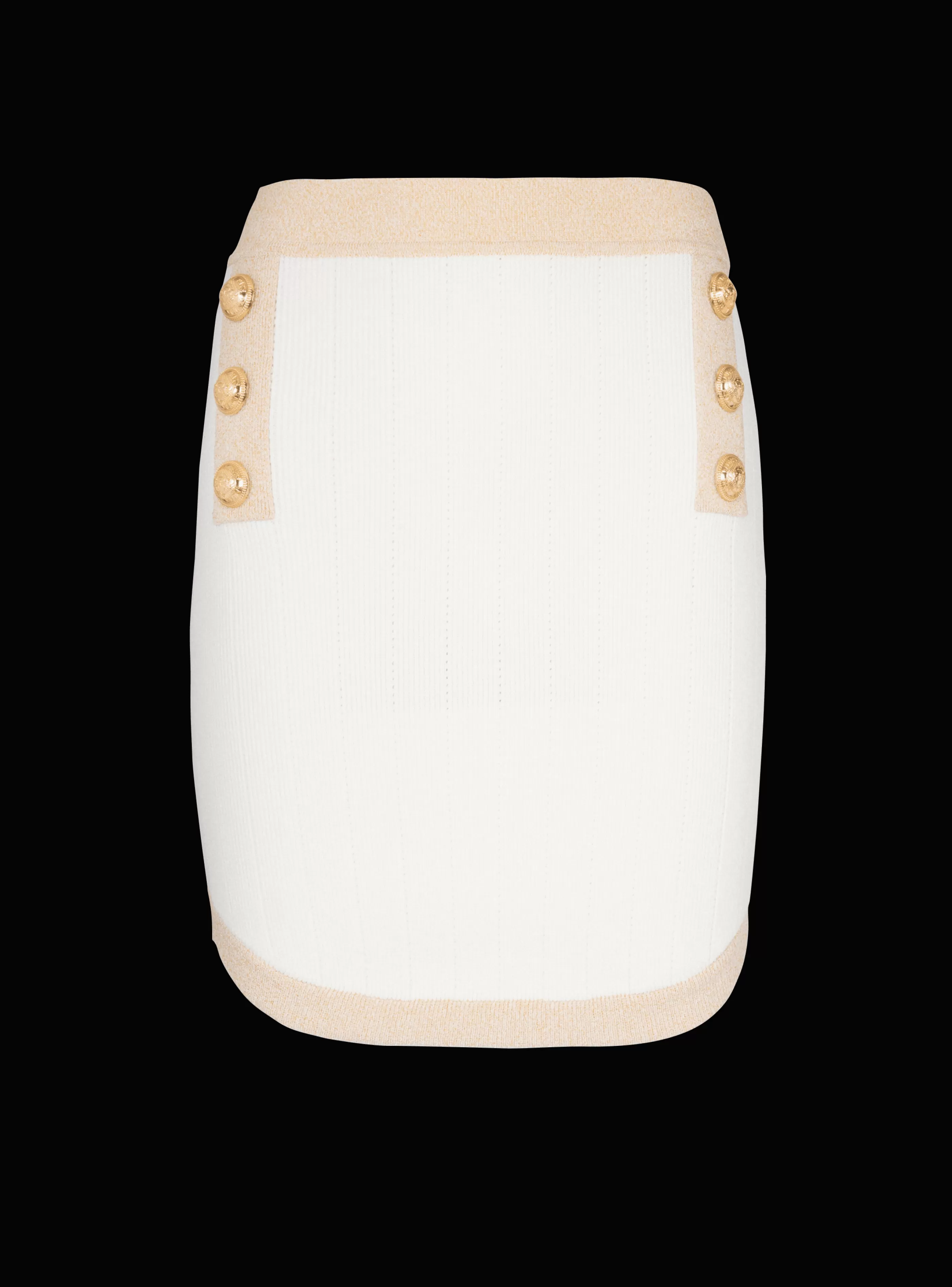 Balmain Gonne | Maglieria-Short Knit Skirt With Gold Trim white