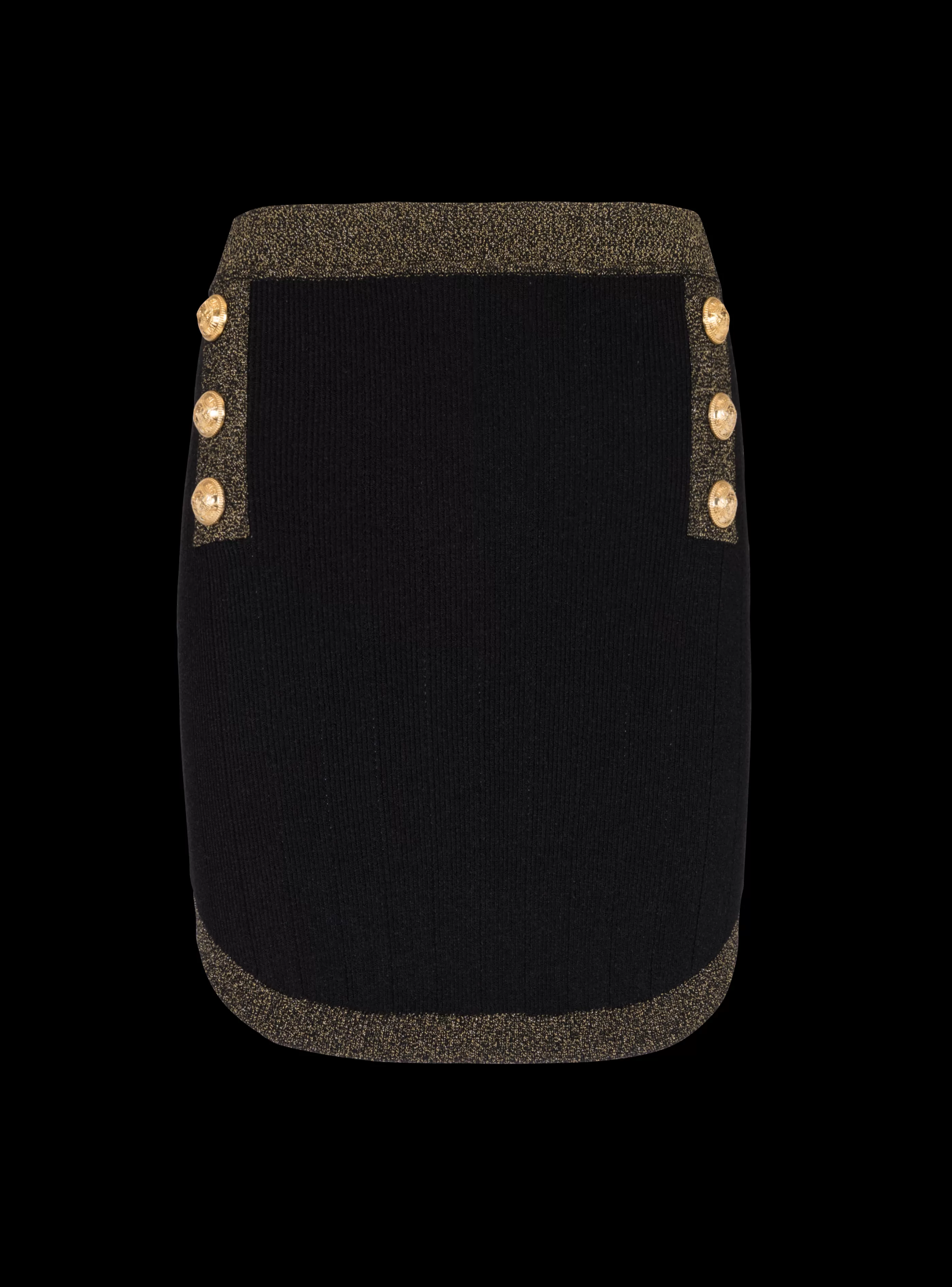 Balmain Gonne | Maglieria-Short Knit Skirt With Gold Trim black