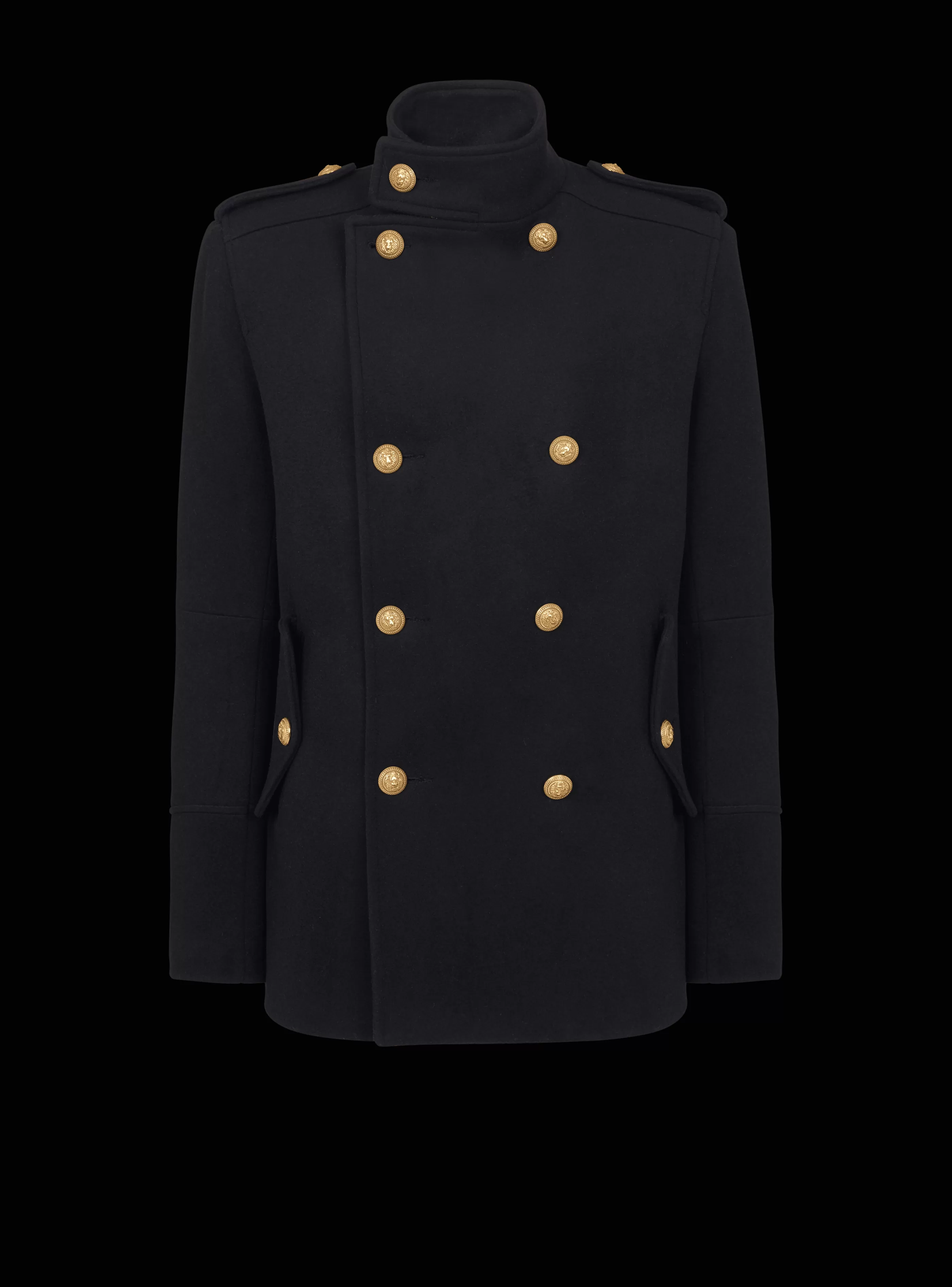 Balmain Capispalla-Short Military-style Coat black