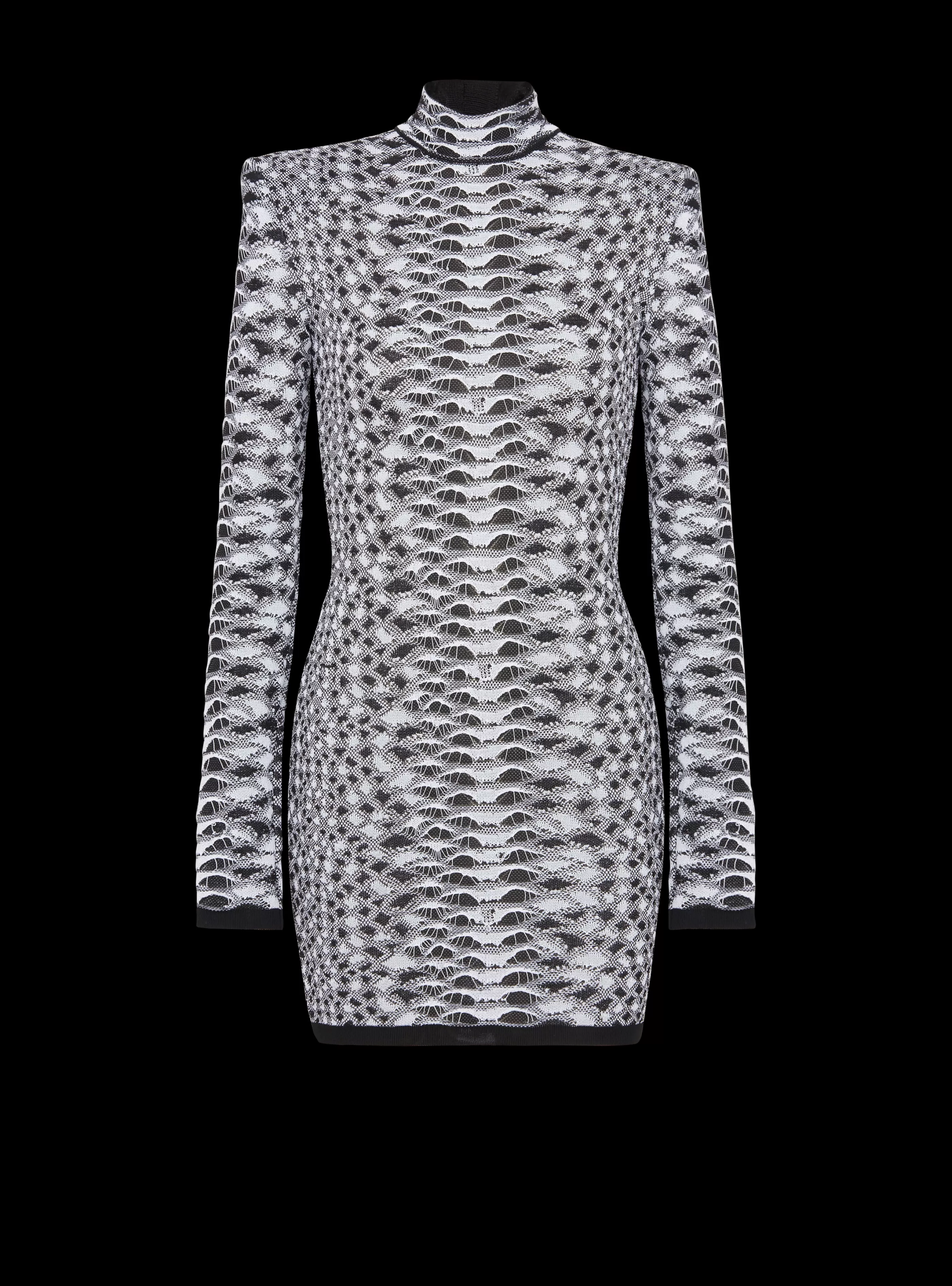 Balmain Maglieria | Abiti-Short Snakeskin Textured Knit Dress black