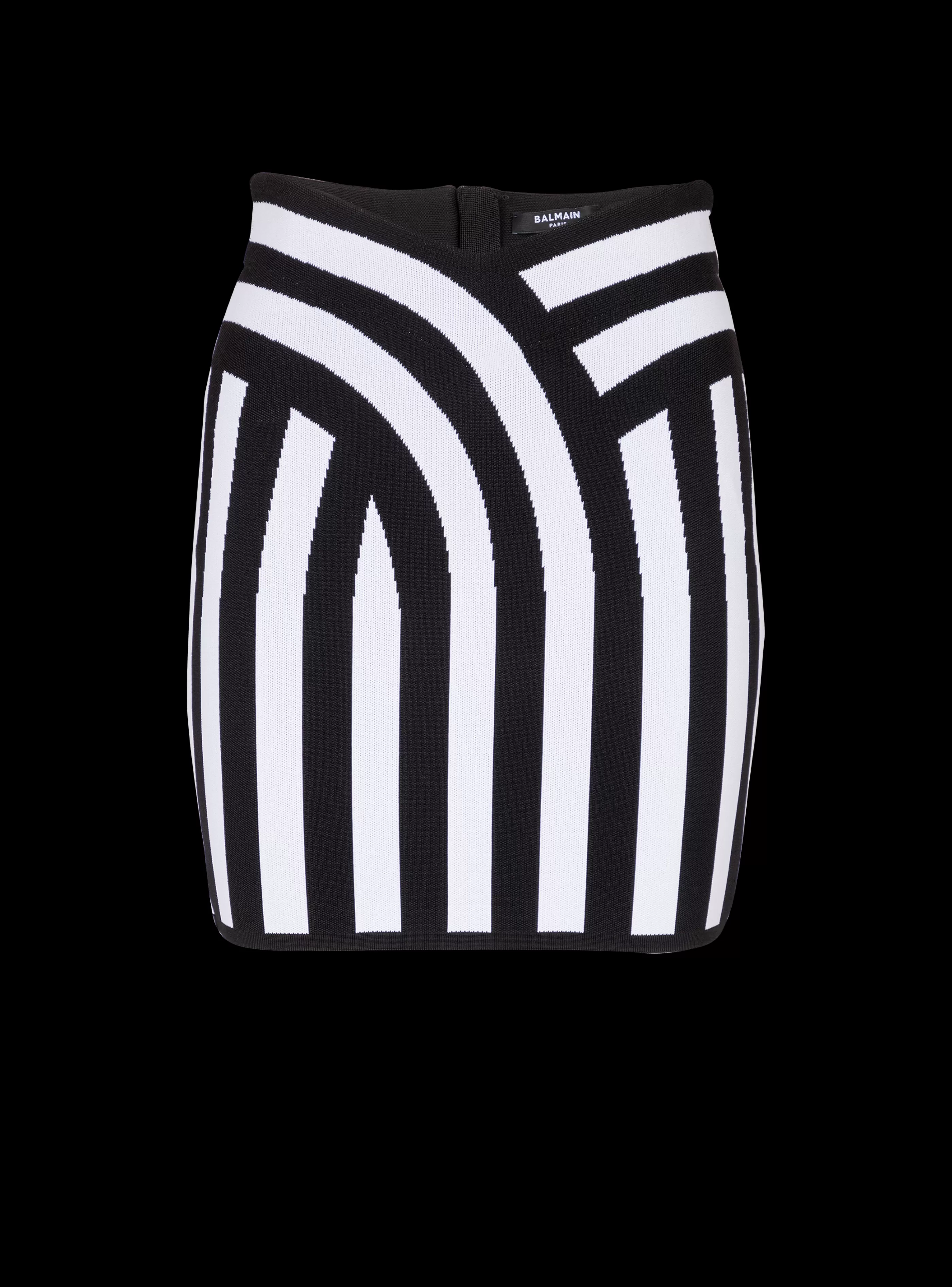Balmain Gonne-Short Striped Knit Skirt black