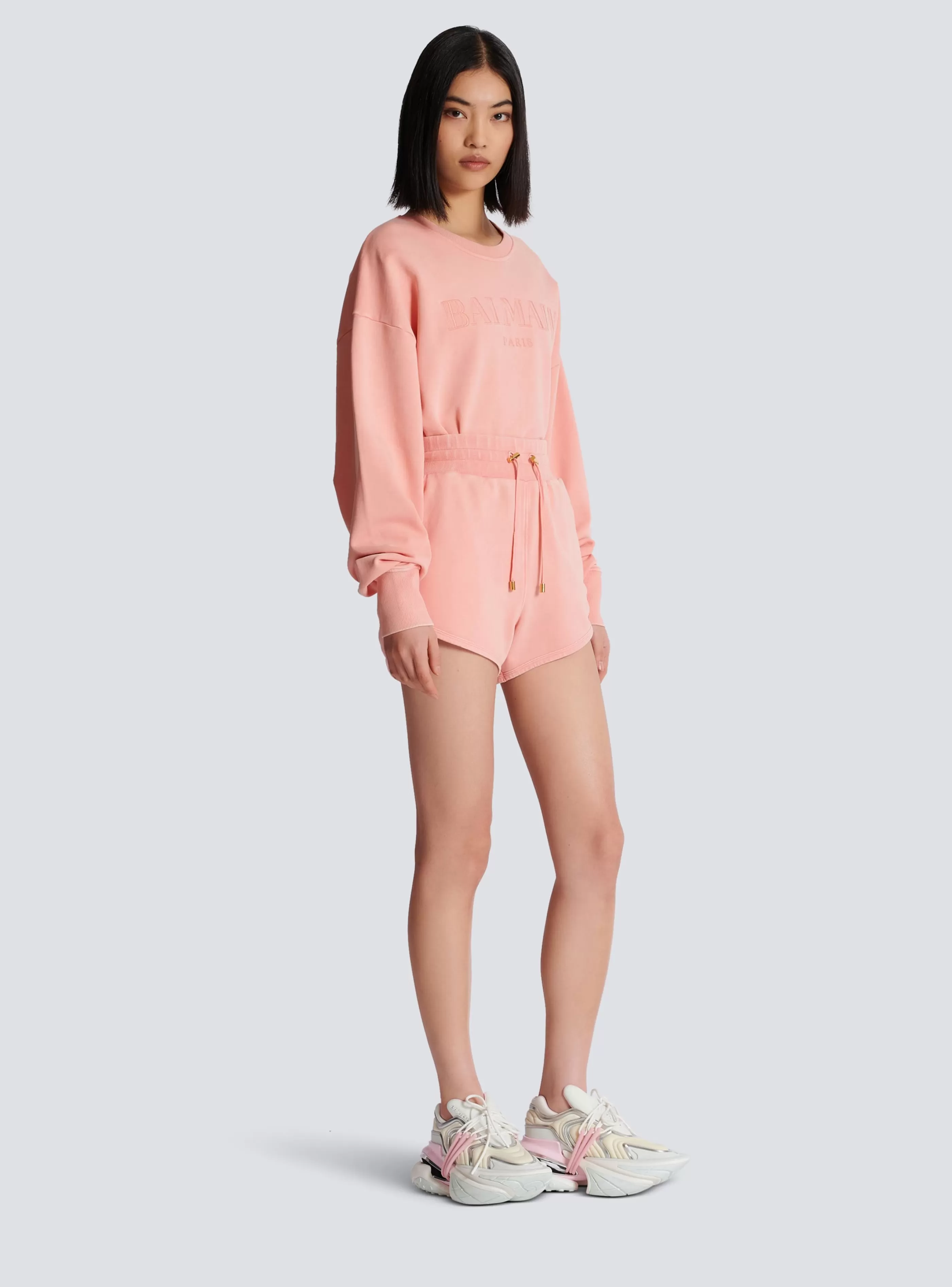 Balmain Pantaloni E Pantaloncini-Shorts With Vintage Embroidery pink