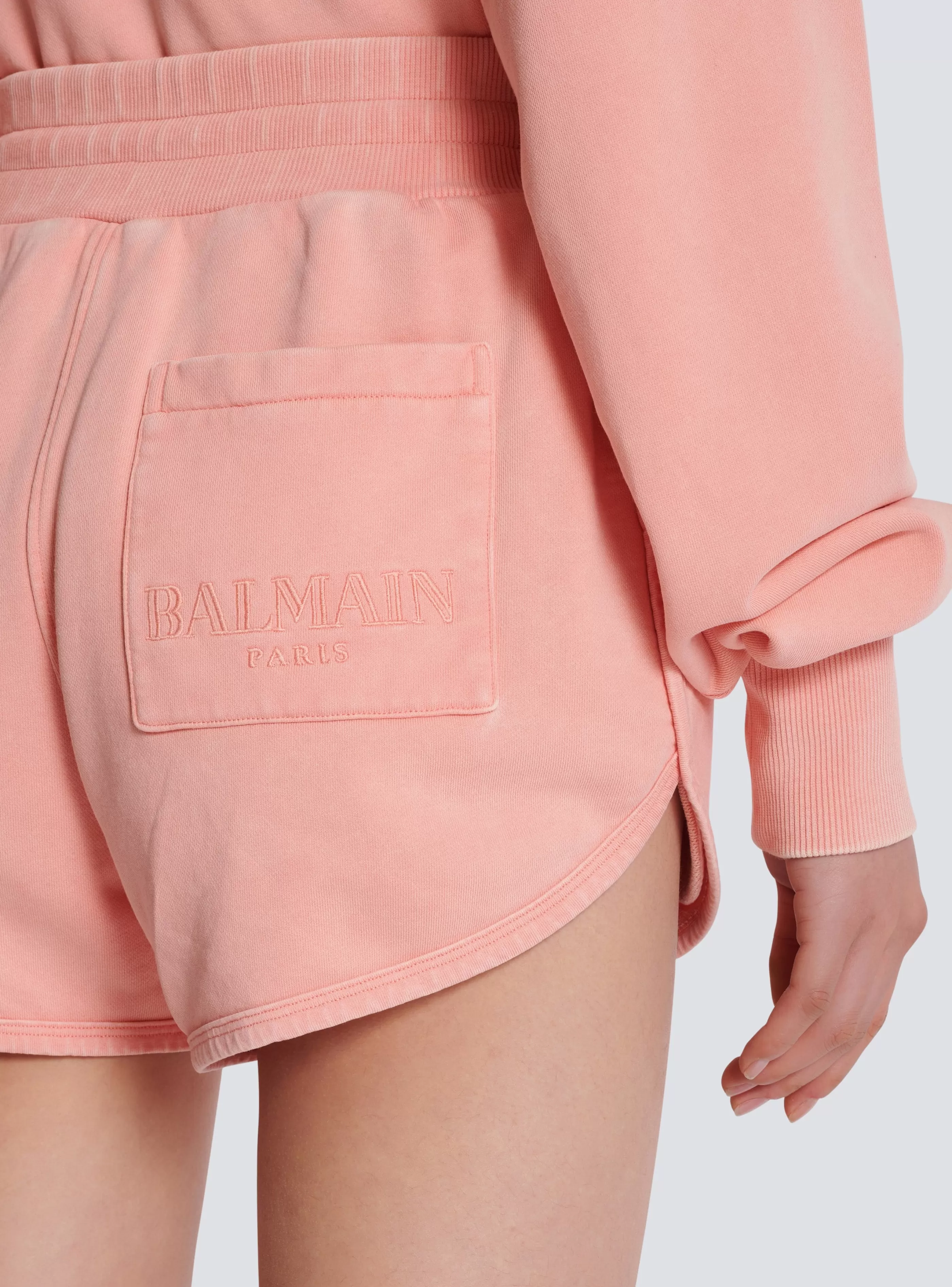 Balmain Pantaloni E Pantaloncini-Shorts With Vintage Embroidery pink