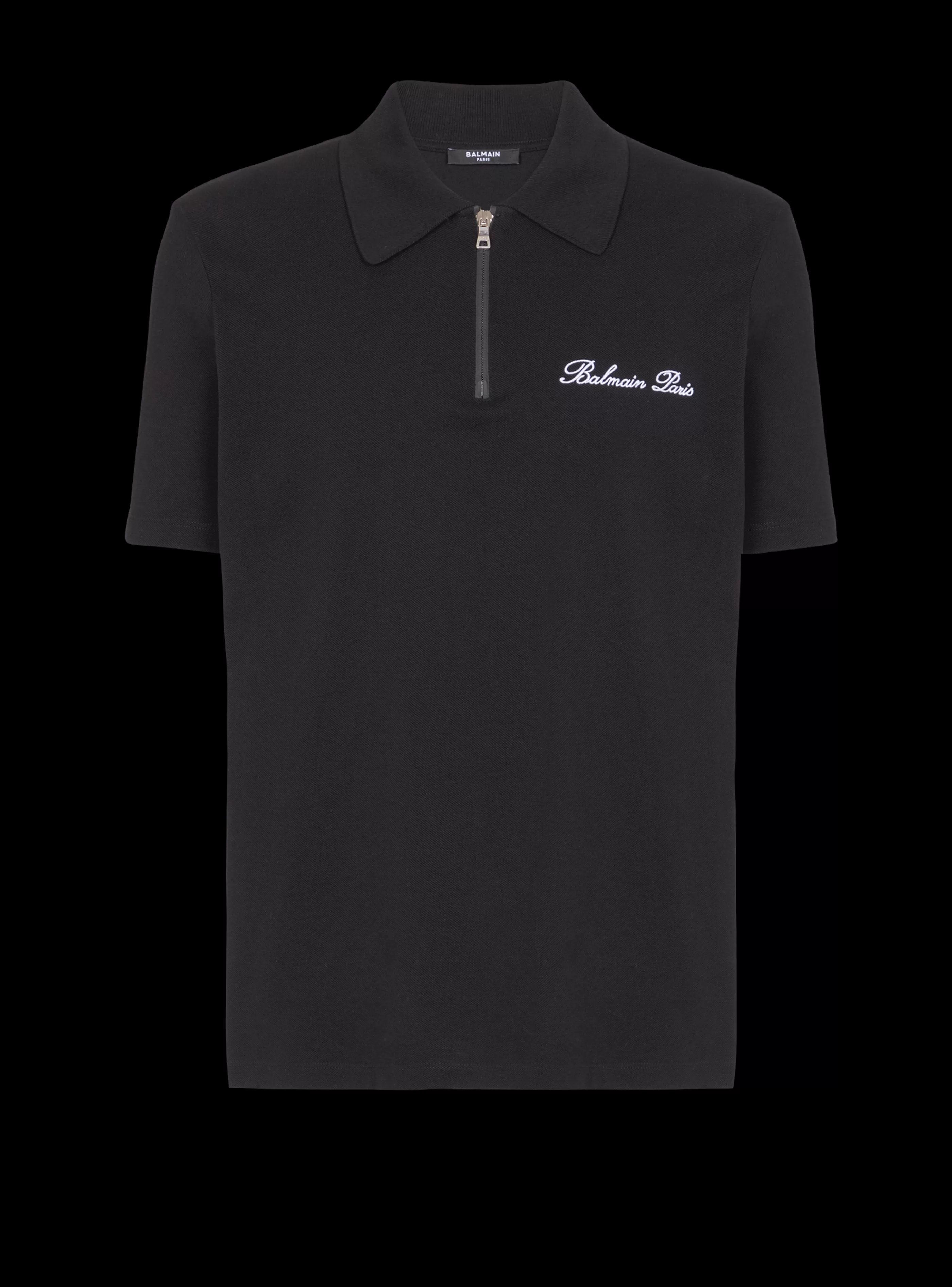 Balmain Camicie E Polo-Short-sleeved Polo Shirt With Signature Embroidery black