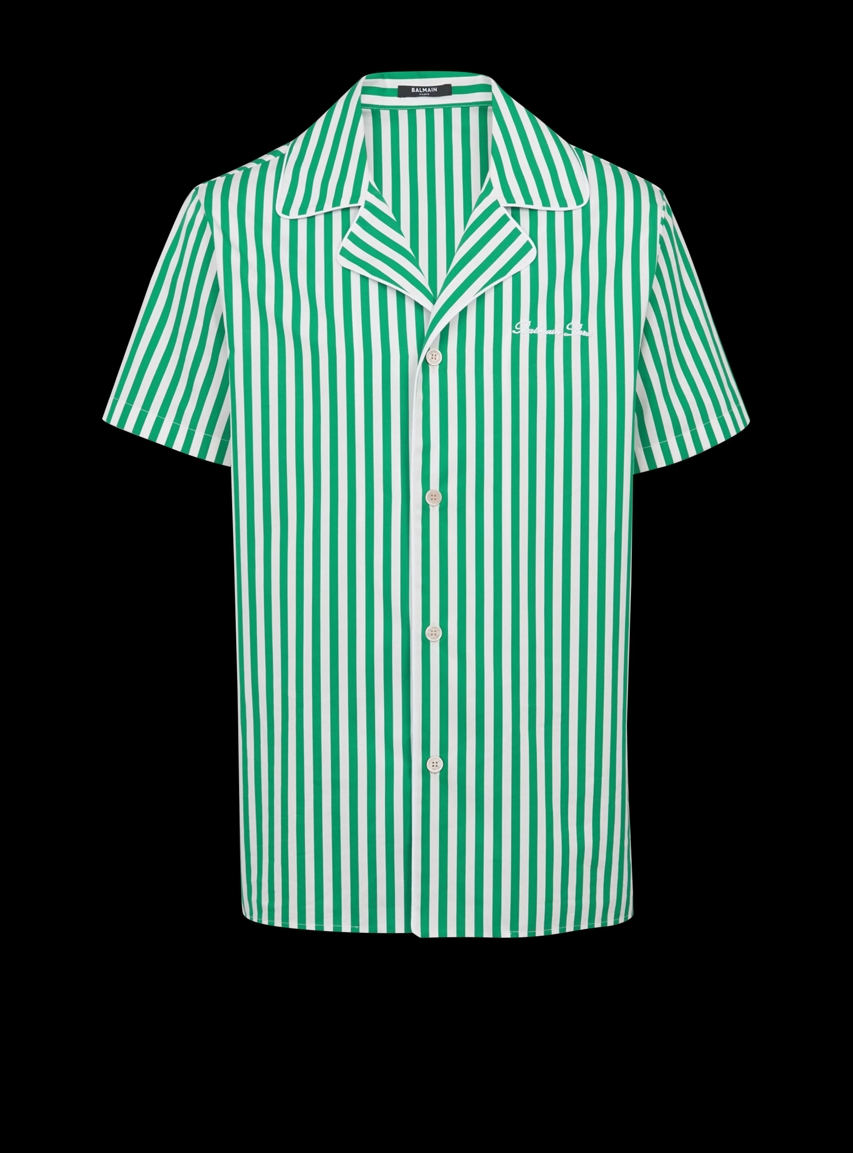 Balmain Camicie E Polo-Short-sleeved Striped Cotton Pyjama Shirt green