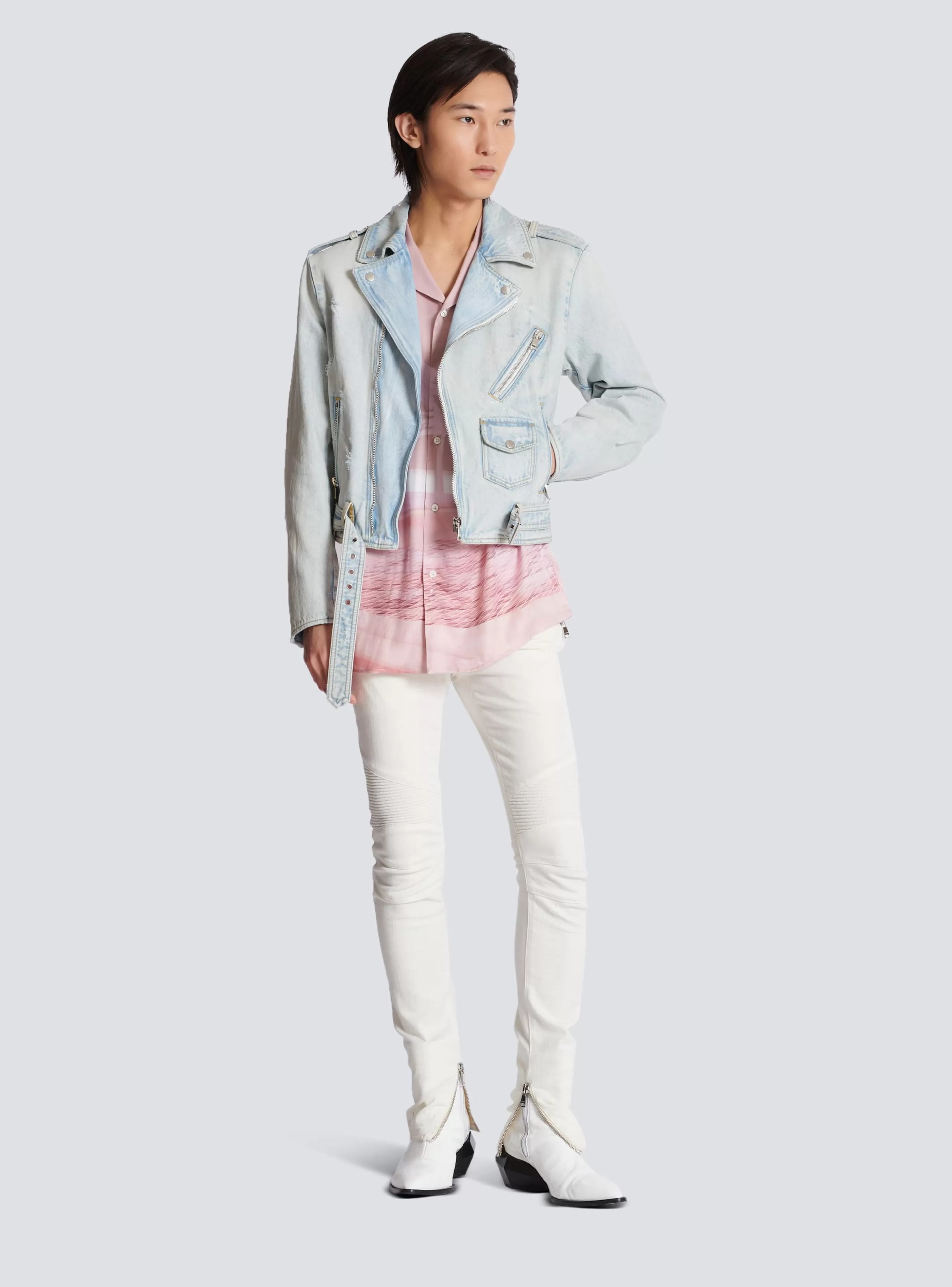 Balmain Camicie E Polo-Short-sleeved Twill Pyjama Shirt With Postcard Print pink