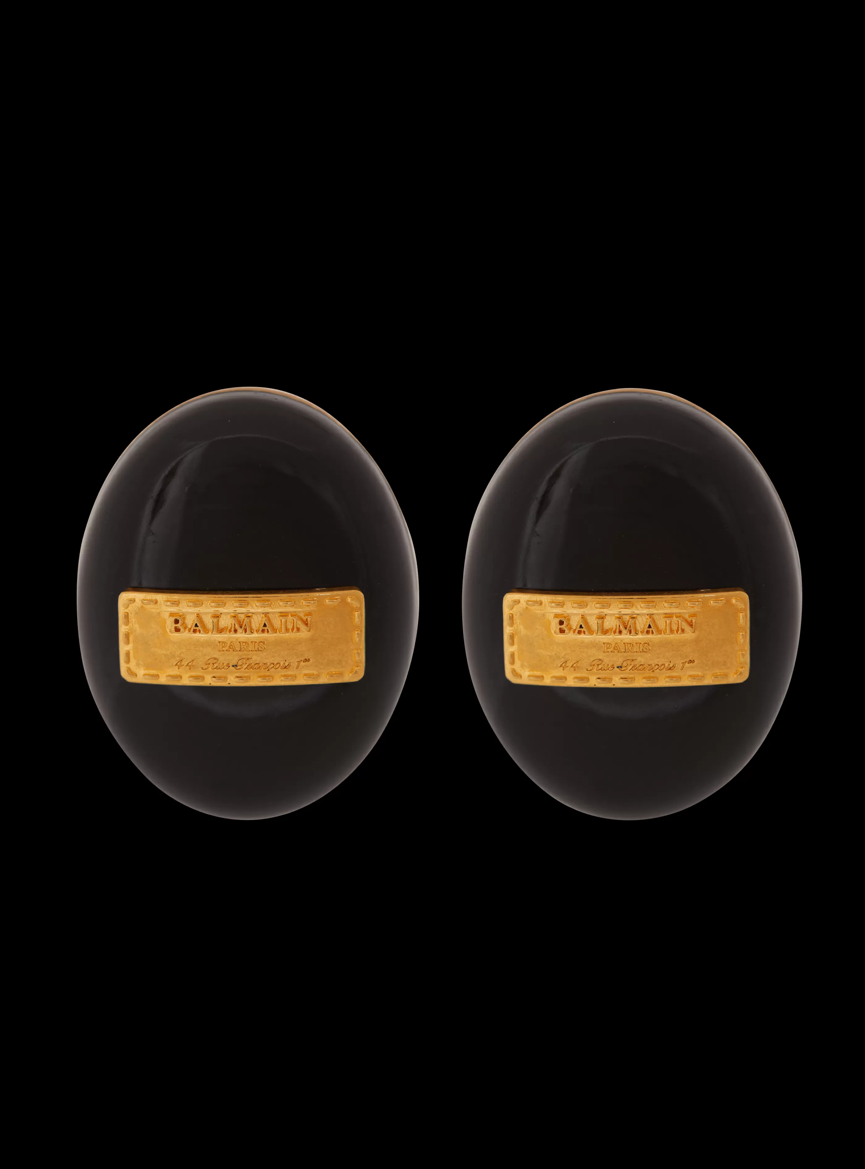 Balmain Gioielli Moda-Signature Grid Brass And Enamel Earrings black