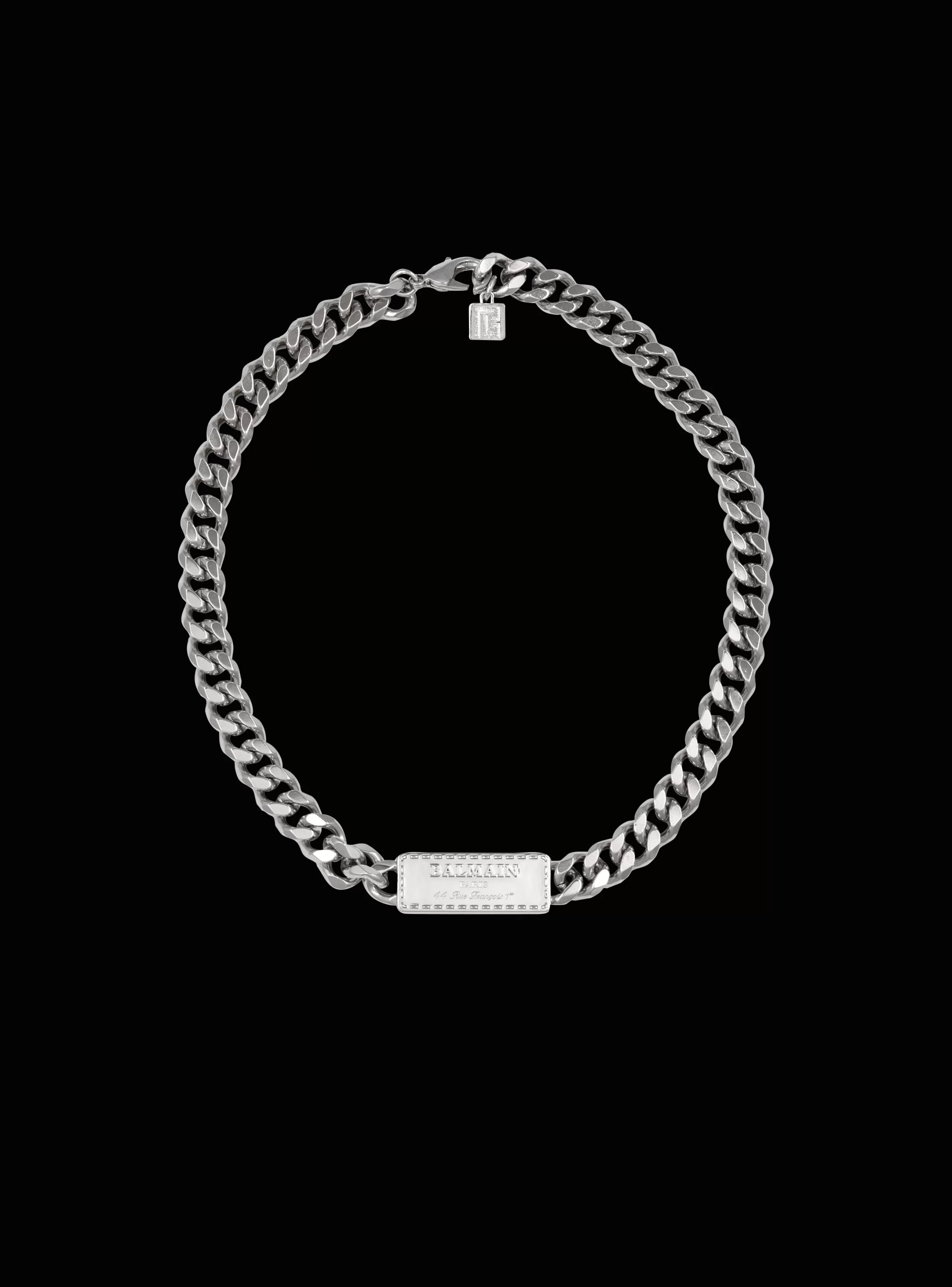 Balmain Gioielli Moda-Signature Tubular Brass Necklace silver