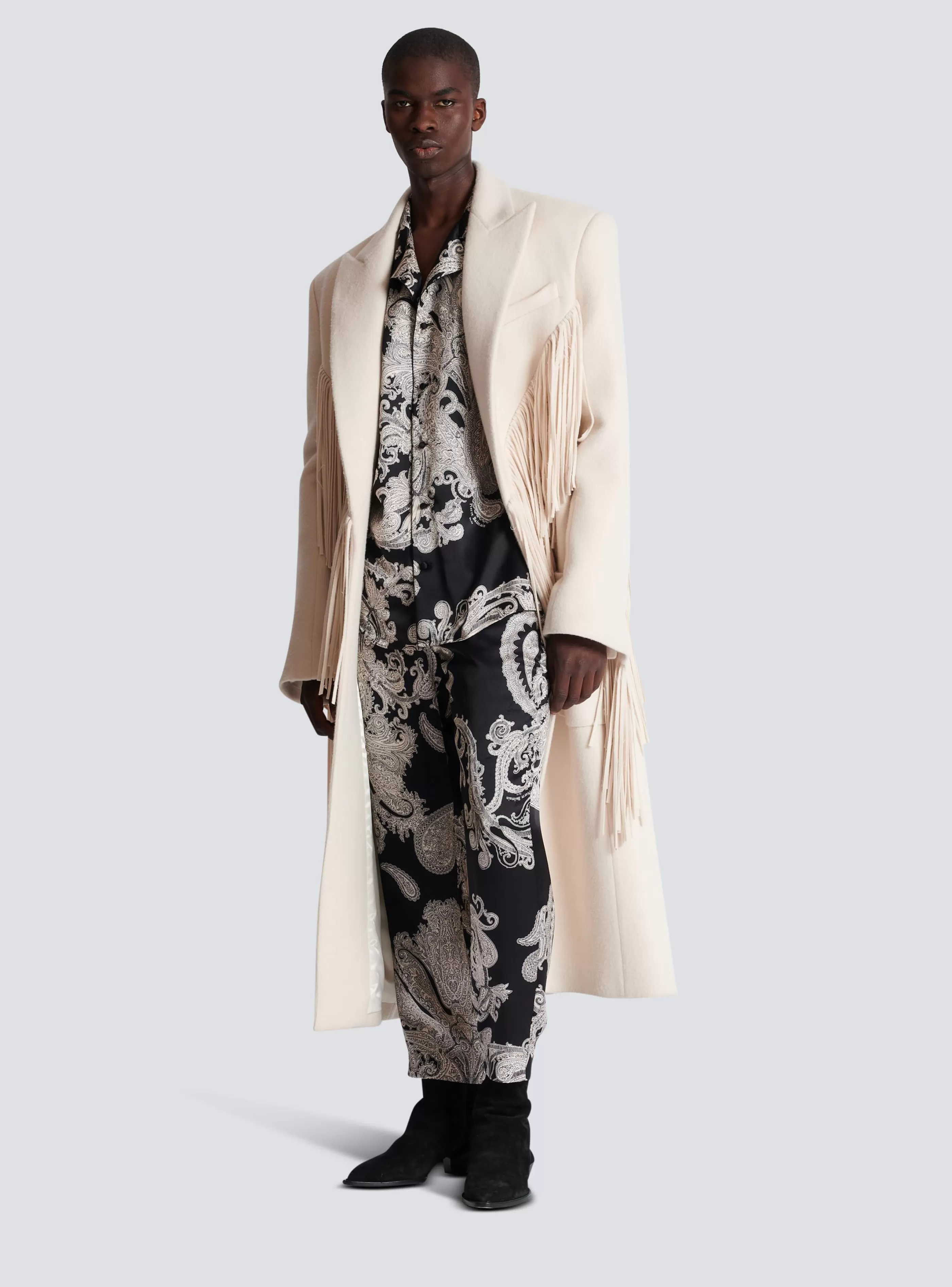Balmain Camicie E Polo-Silk Paisley Print Shirt black