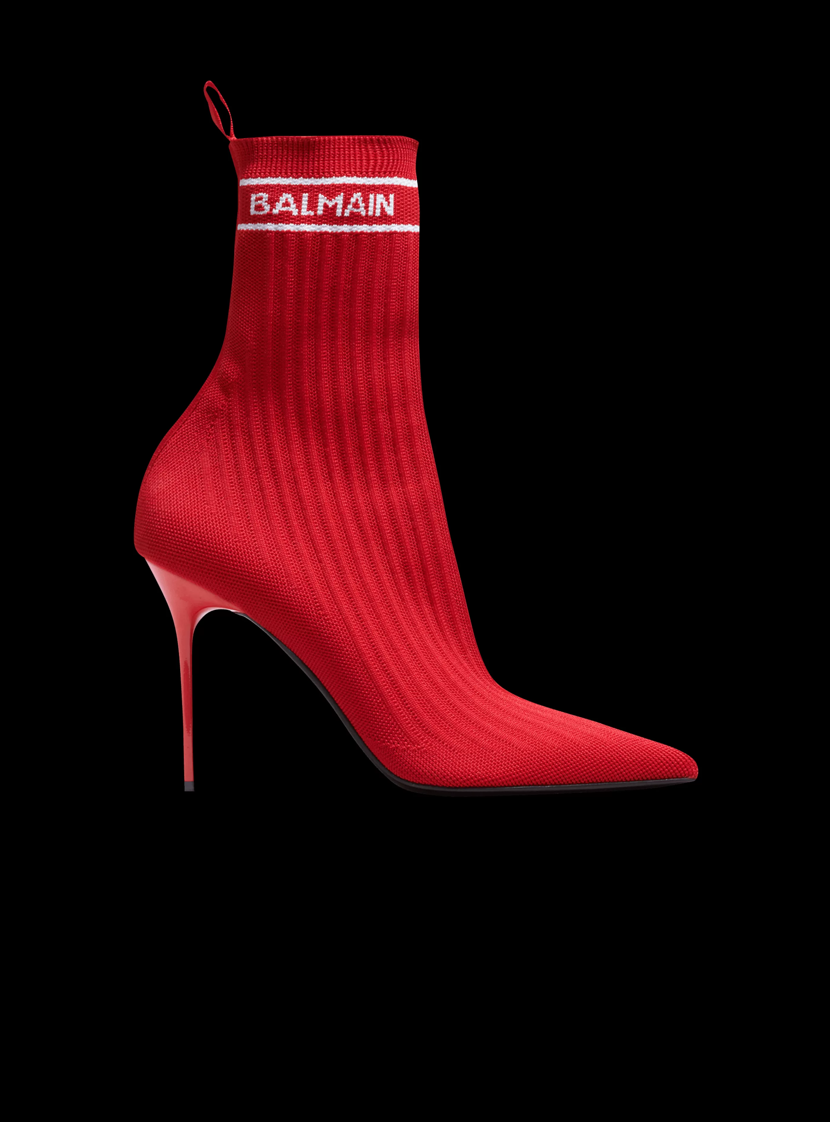 Balmain Stivali-Skye Stretch Knit Ankle Boots red