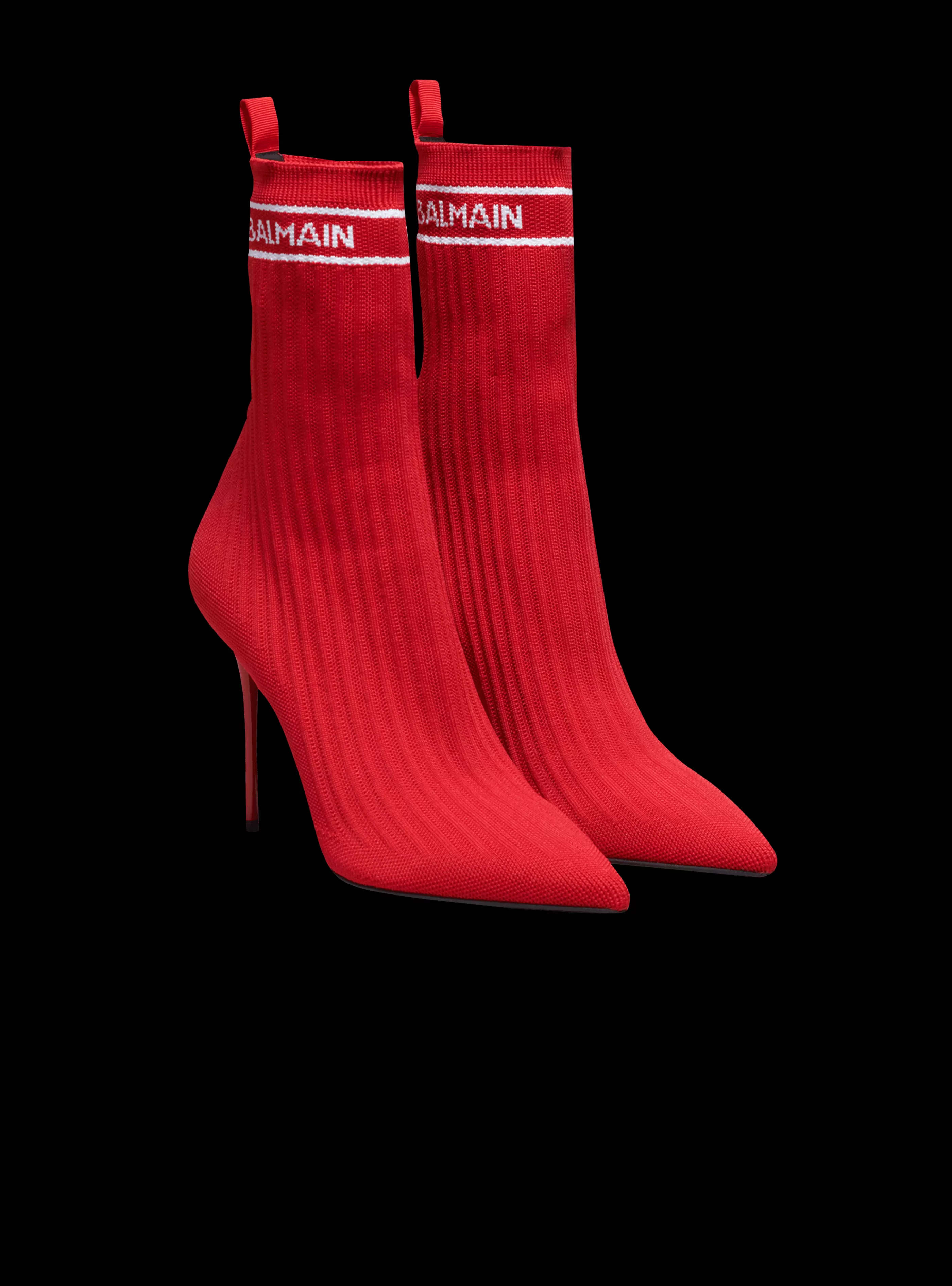 Balmain Stivali-Skye Stretch Knit Ankle Boots red