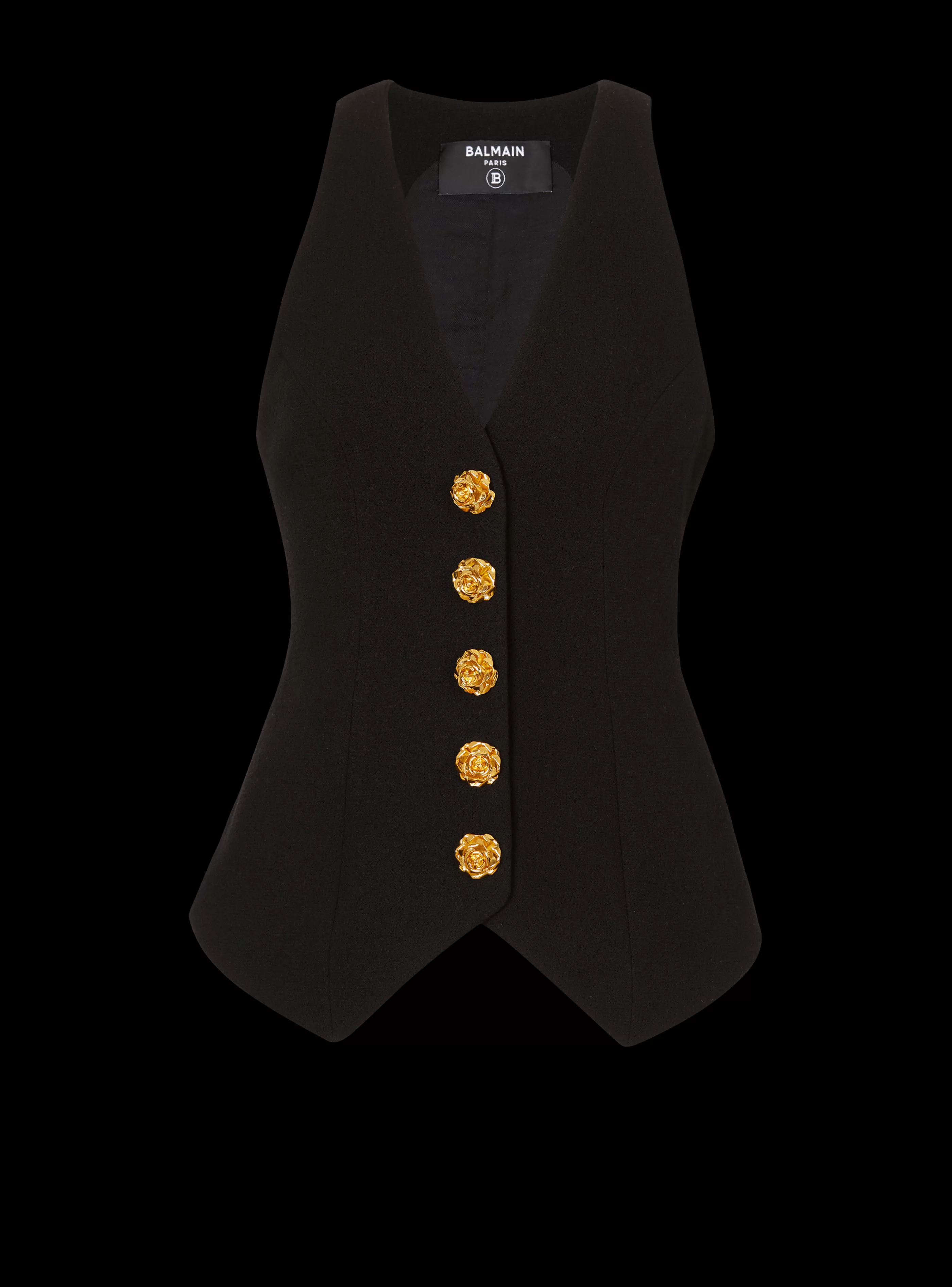 Balmain Giacche E Blazer-Sleeveless Double Crepe Waistcoat black