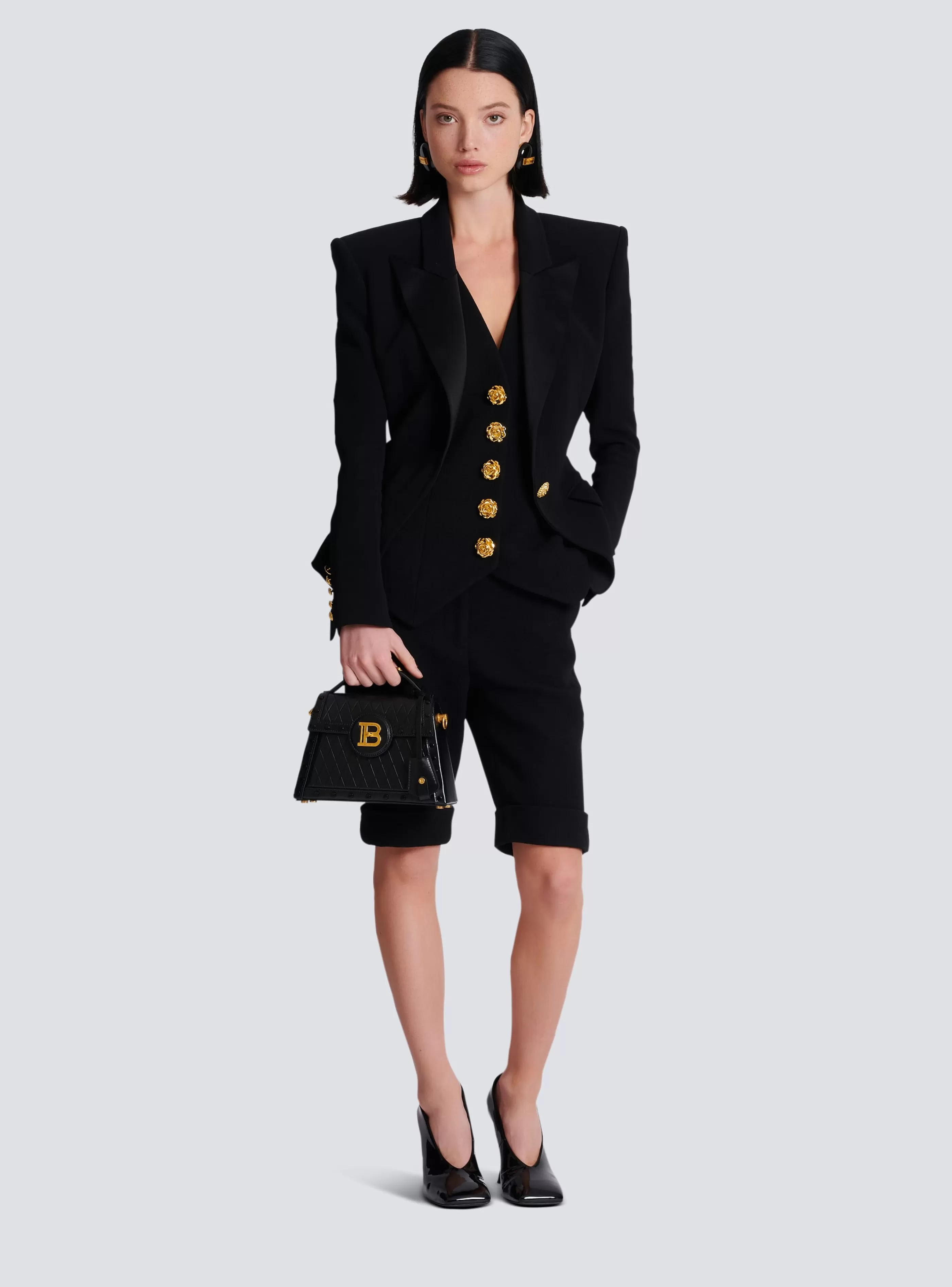 Balmain Giacche E Blazer-Sleeveless Double Crepe Waistcoat black
