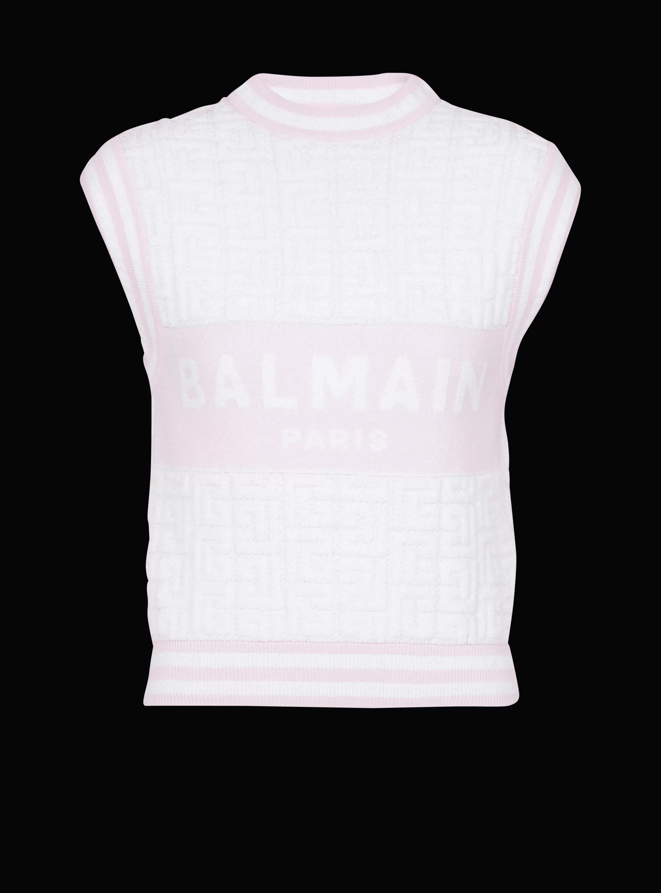 Balmain Top E Camicie-Sleeveless Monogram Knit Top pink