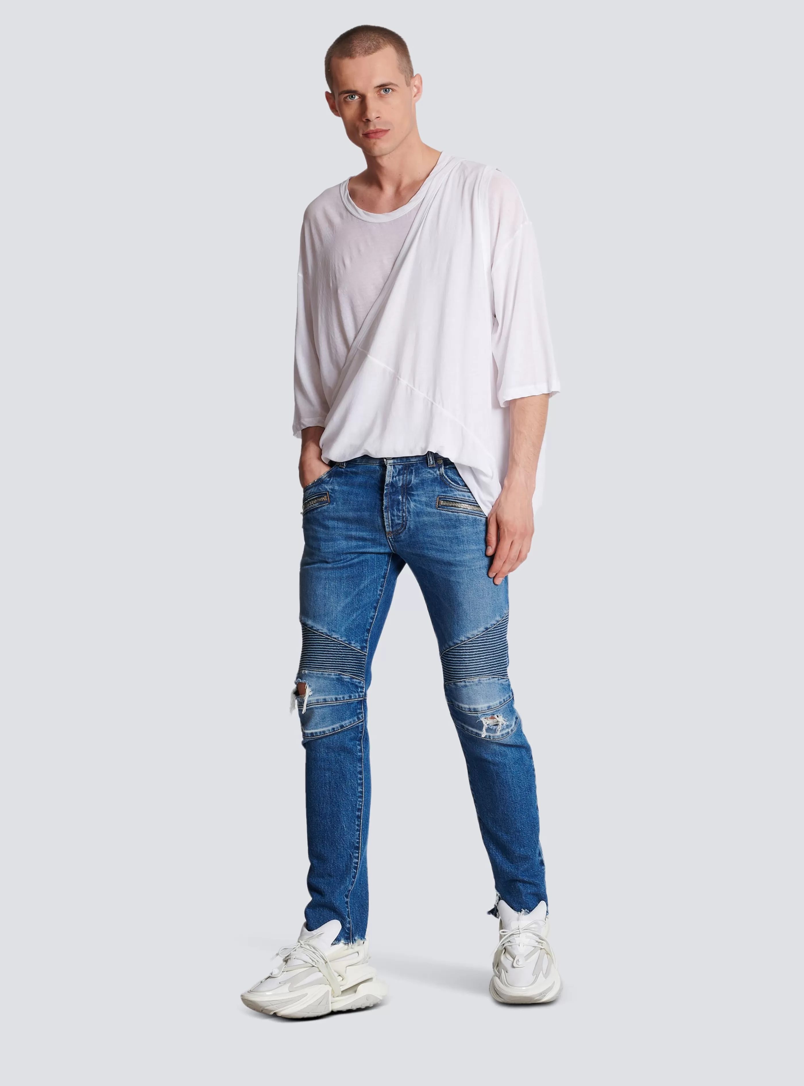 Balmain Denim-Slim-fit Cotton Jeans blue