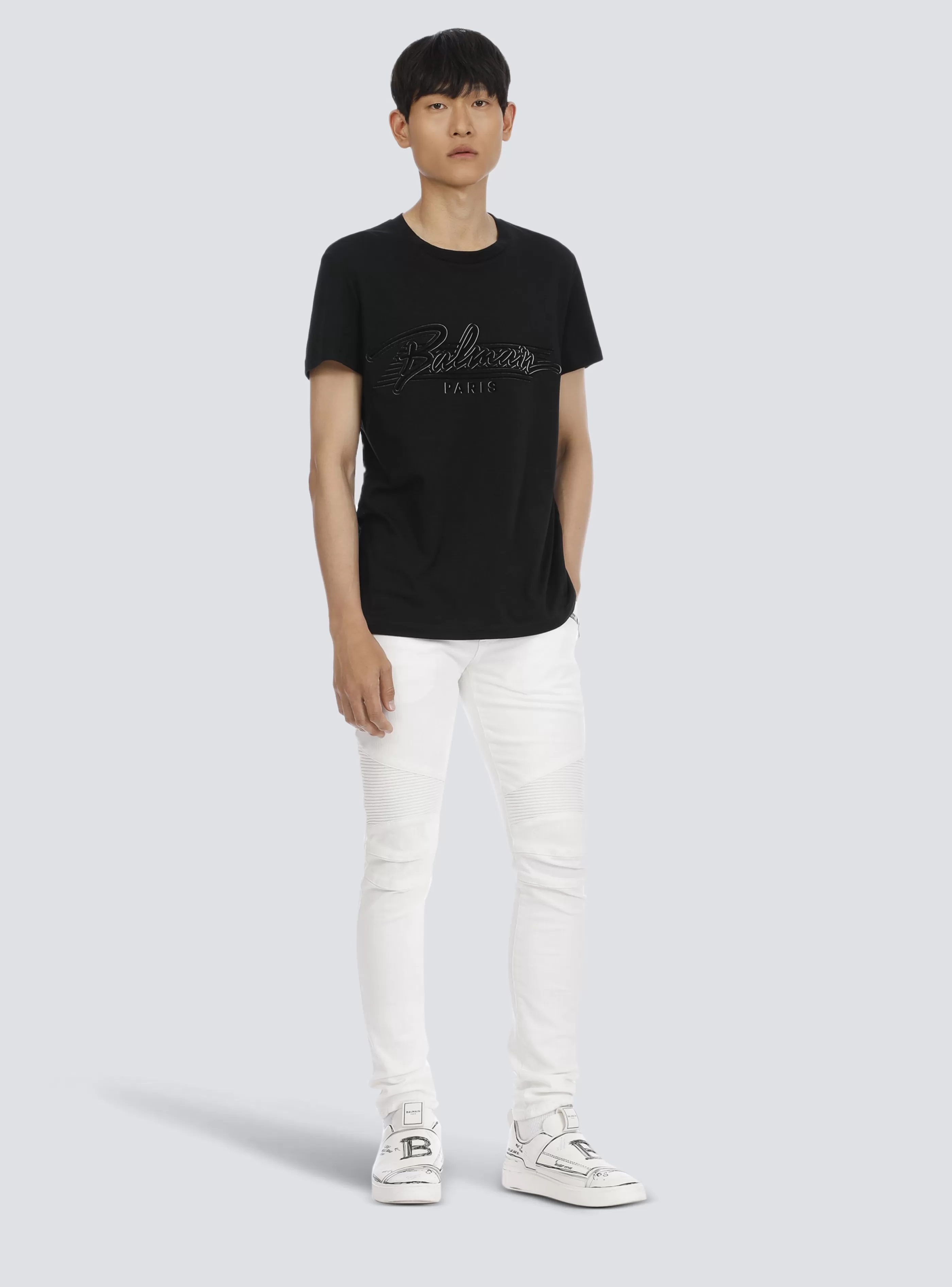 Balmain Denim-Slim-fit Cotton Jeans white