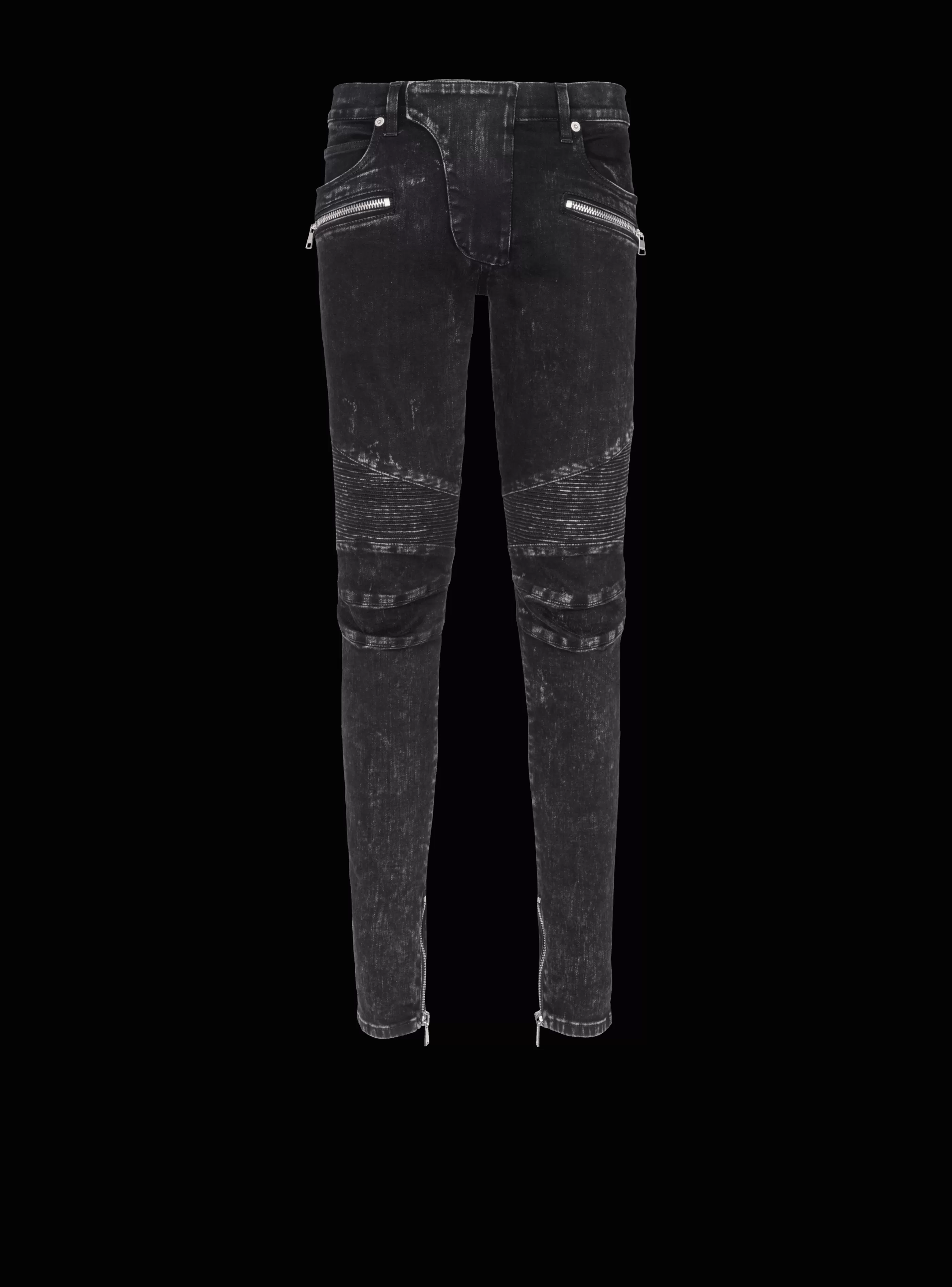 Balmain Pantaloni E Pantaloncini | Denim-Slim-fit Denim Jeans With Ribbed Details black