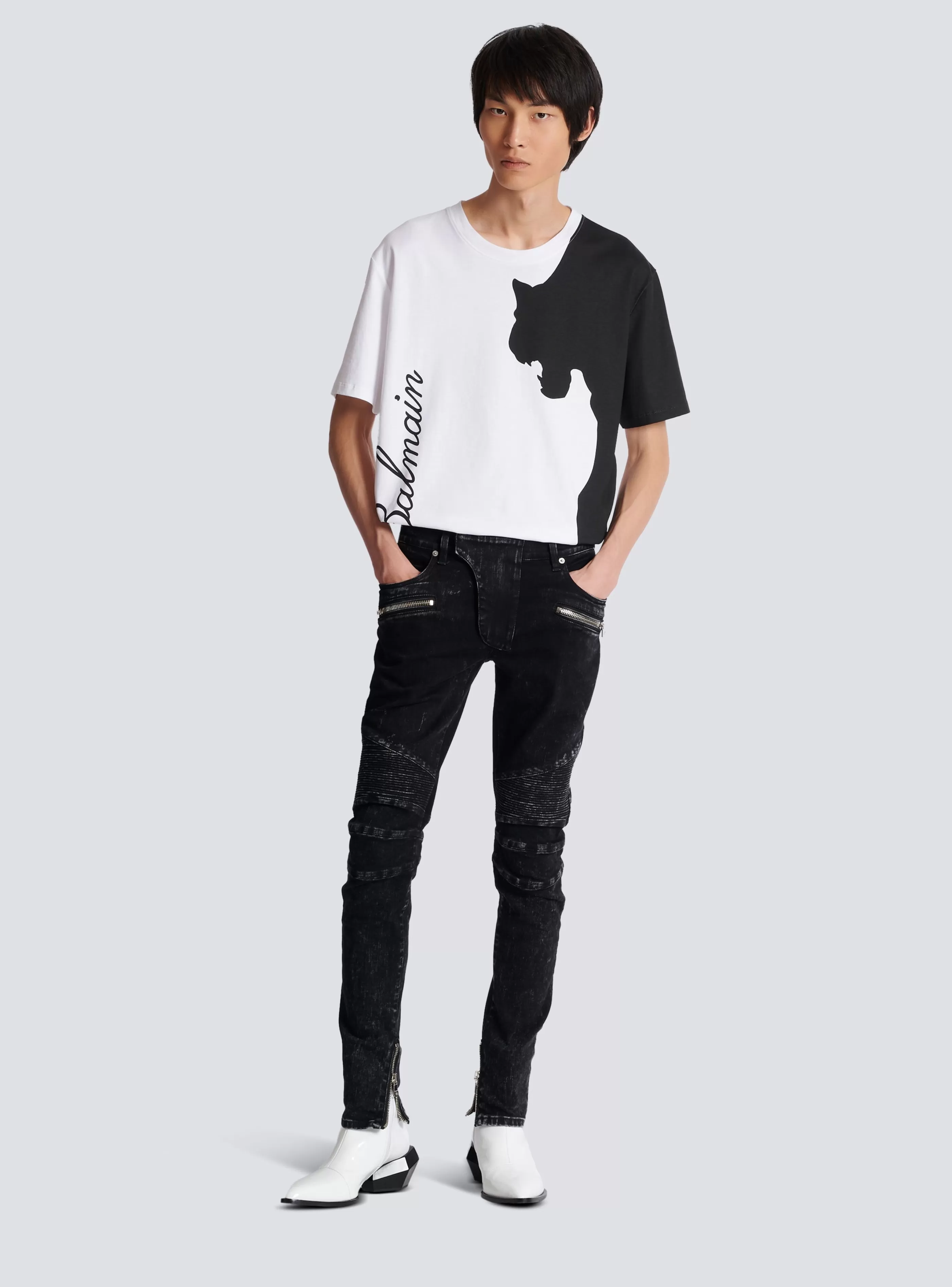 Balmain Pantaloni E Pantaloncini | Denim-Slim-fit Denim Jeans With Ribbed Details black