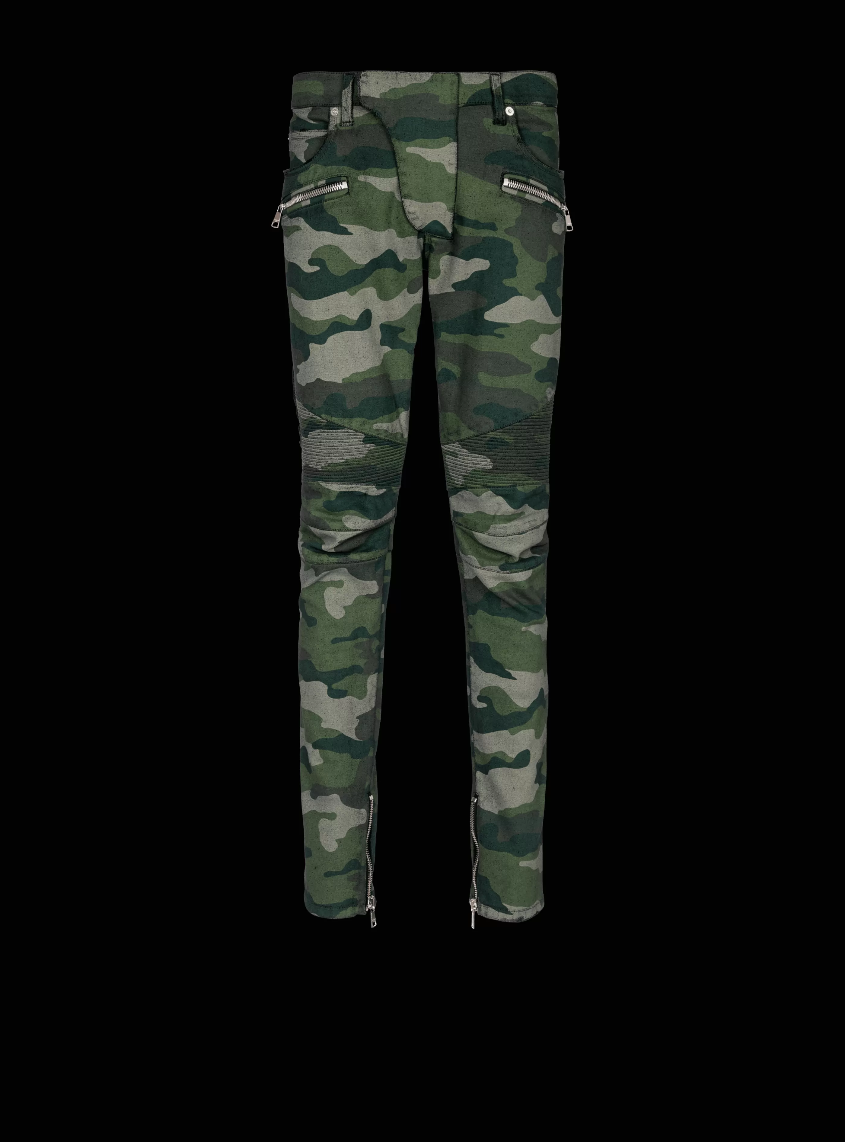 Balmain Pantaloni E Pantaloncini | Denim-Slim-fit Jeans In Camouflage Denim With Ribbed Details khaki