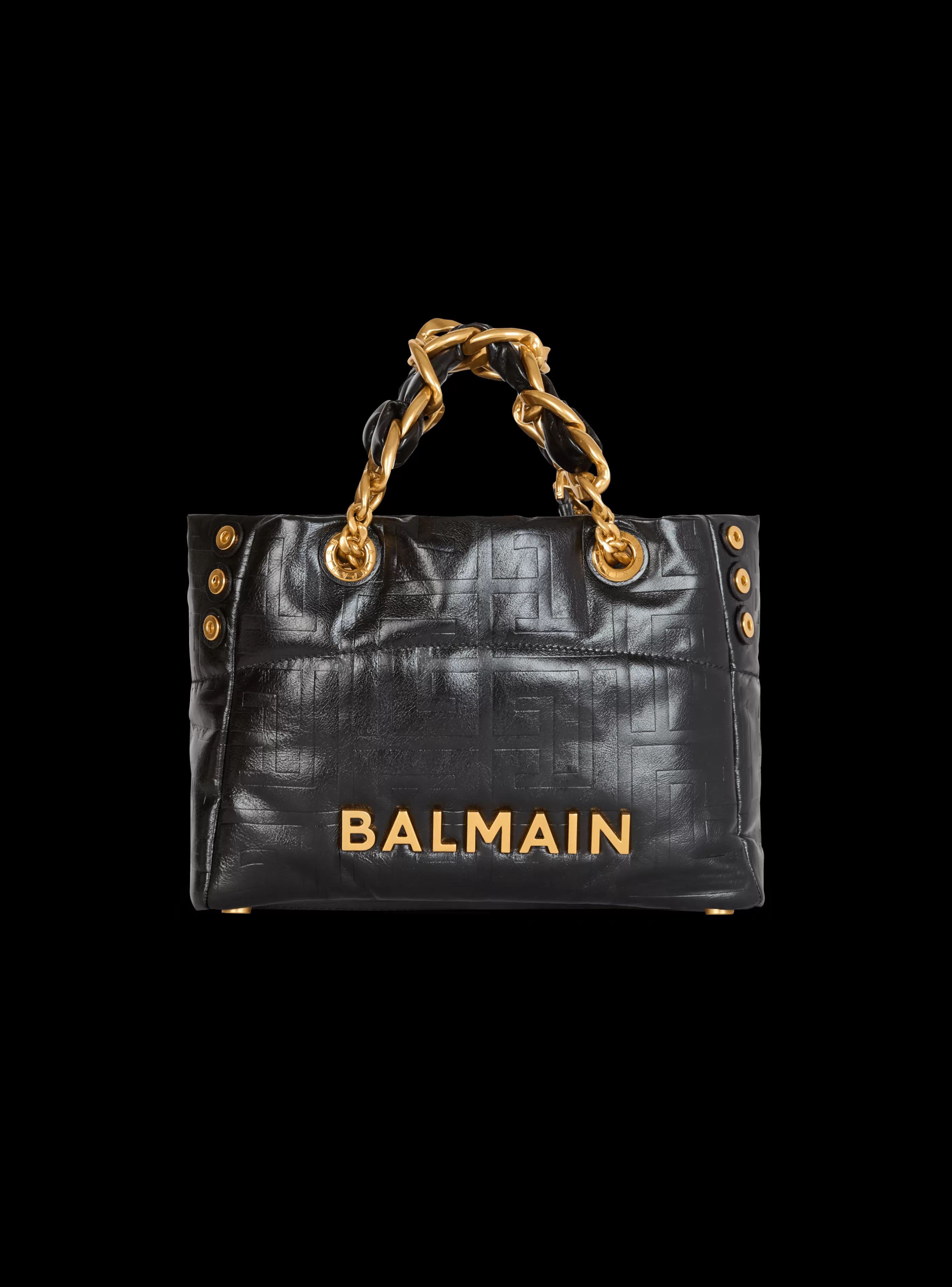 Balmain Borse-Small 1945 Soft Tote Bag In Crackled Calfskin black