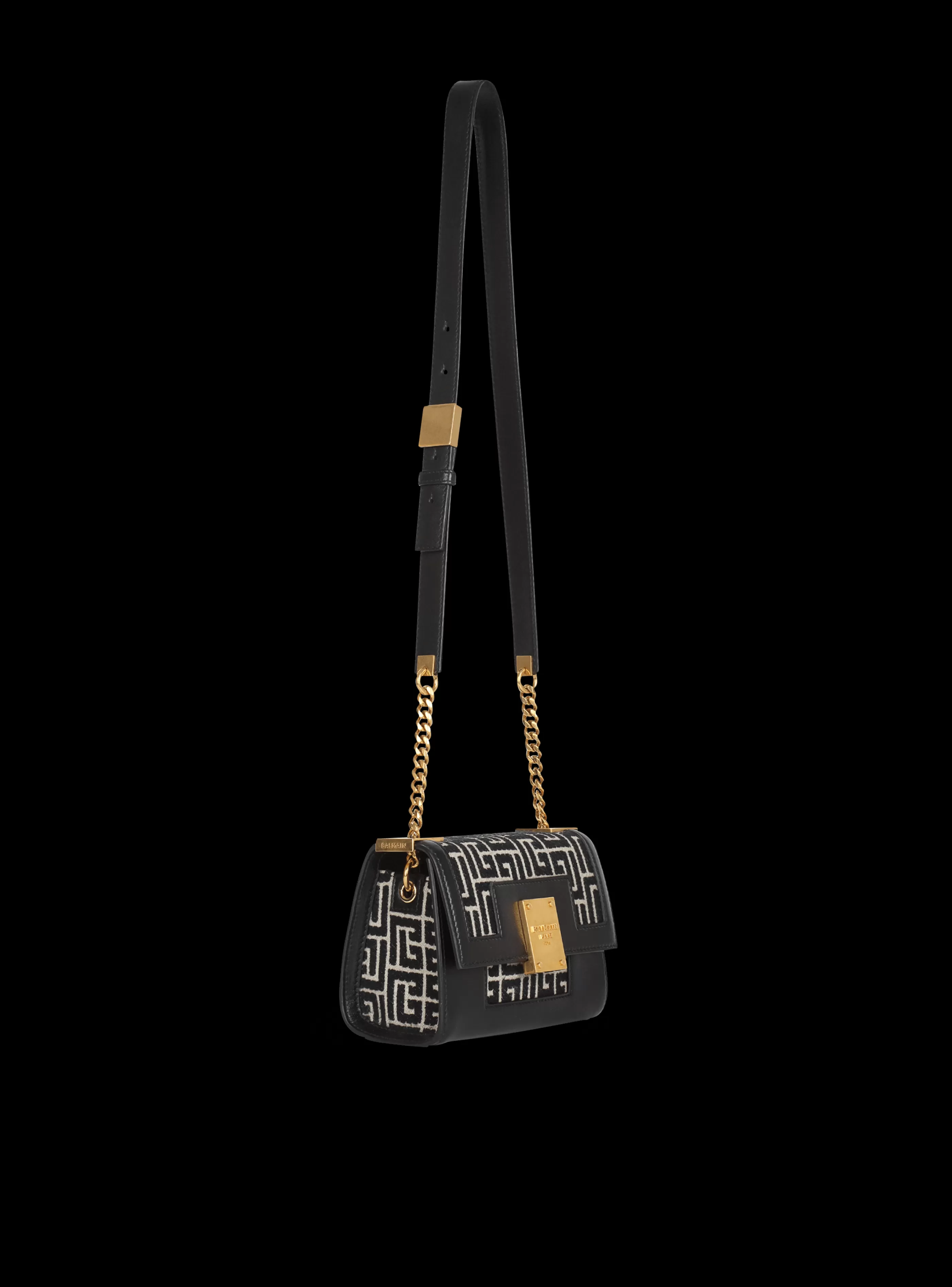 Balmain Borse Mini | Borse A Tracolla-Small-sized Bicolor Jacquard 1945 Bag black