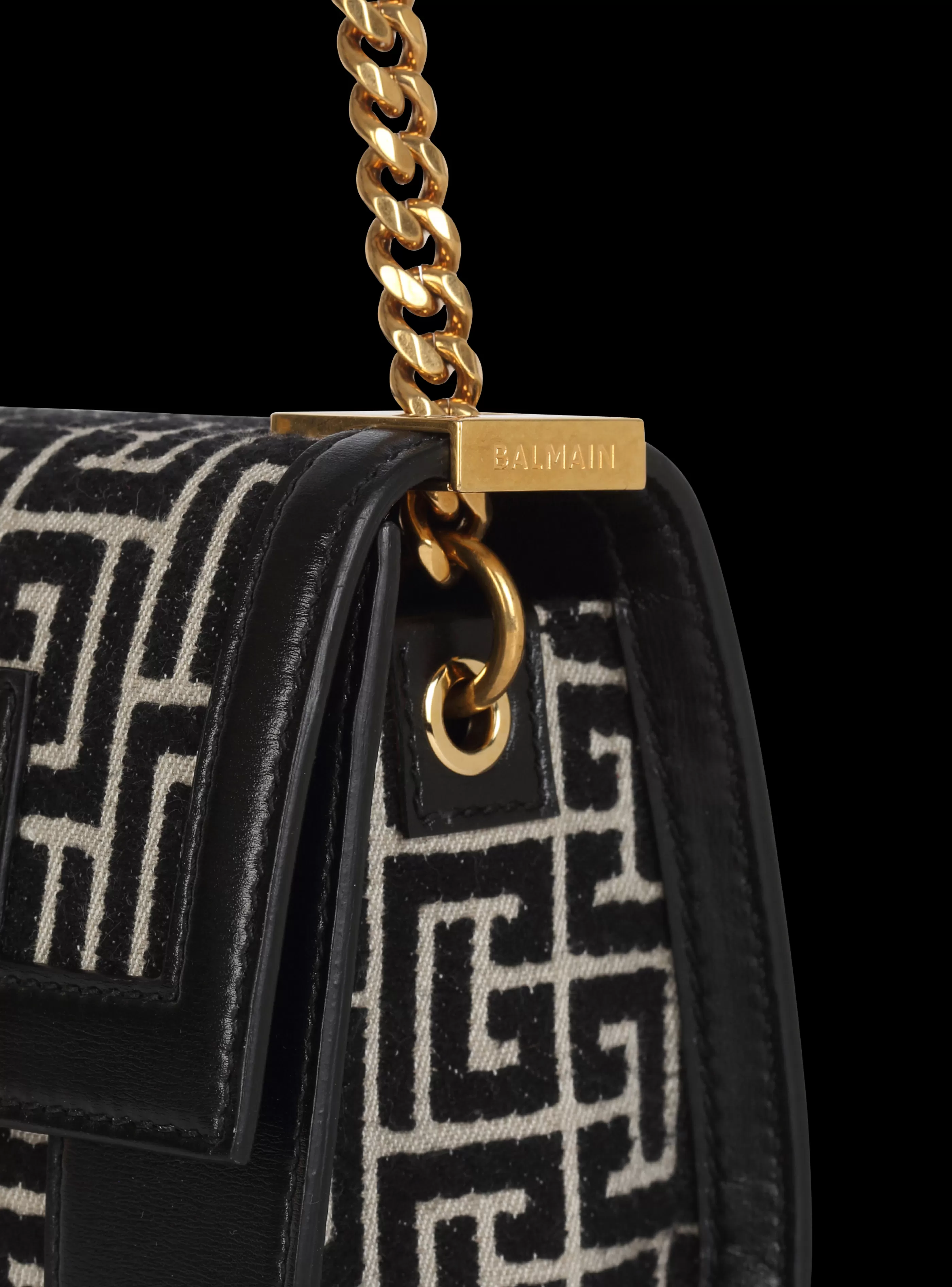 Balmain Borse Mini | Borse A Tracolla-Small-sized Bicolor Jacquard 1945 Bag black