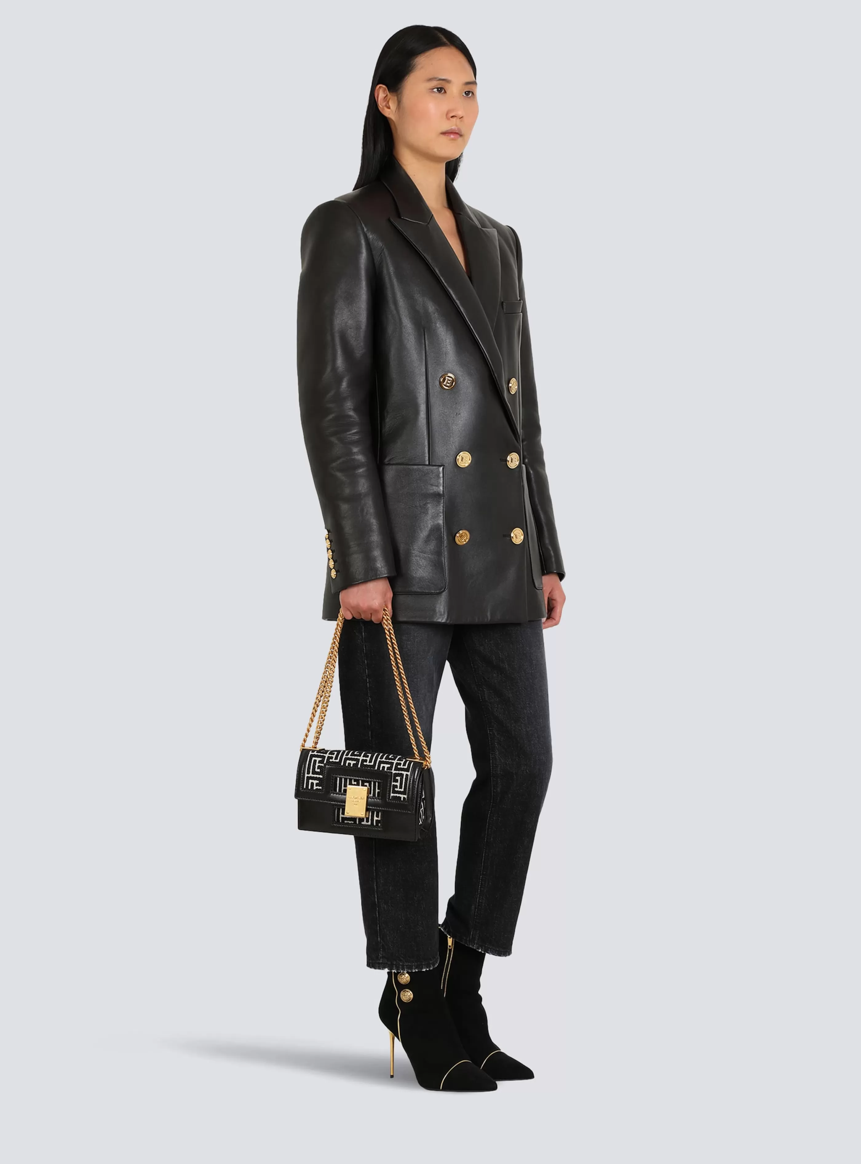 Balmain Borse A Tracolla | Borse 1945 Heritage-Small-sized Bicolor Jacquard 1945 Heritage Bag black