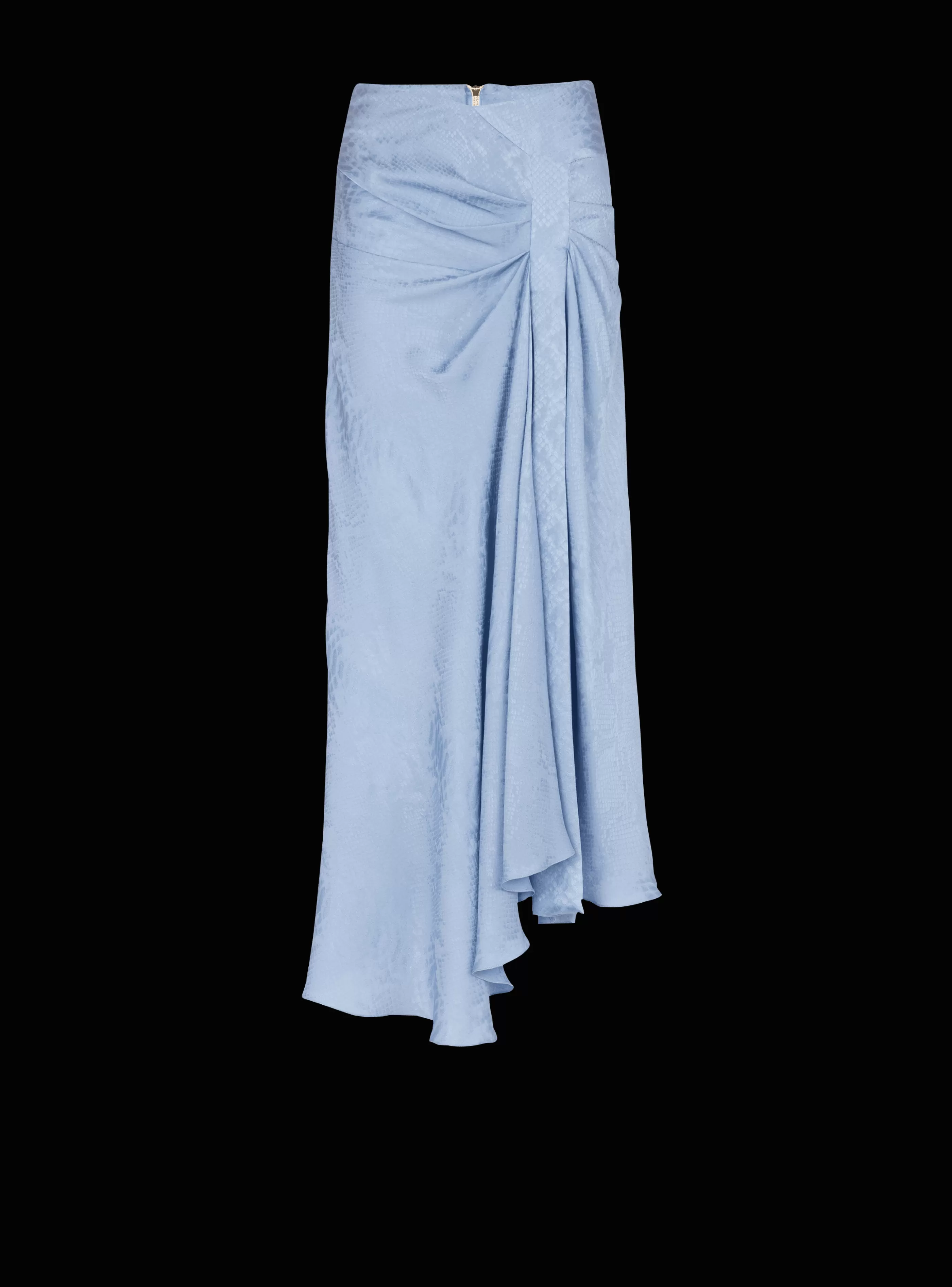 Balmain Gonne-Snakeskin Silk Jacquard Skirt blue