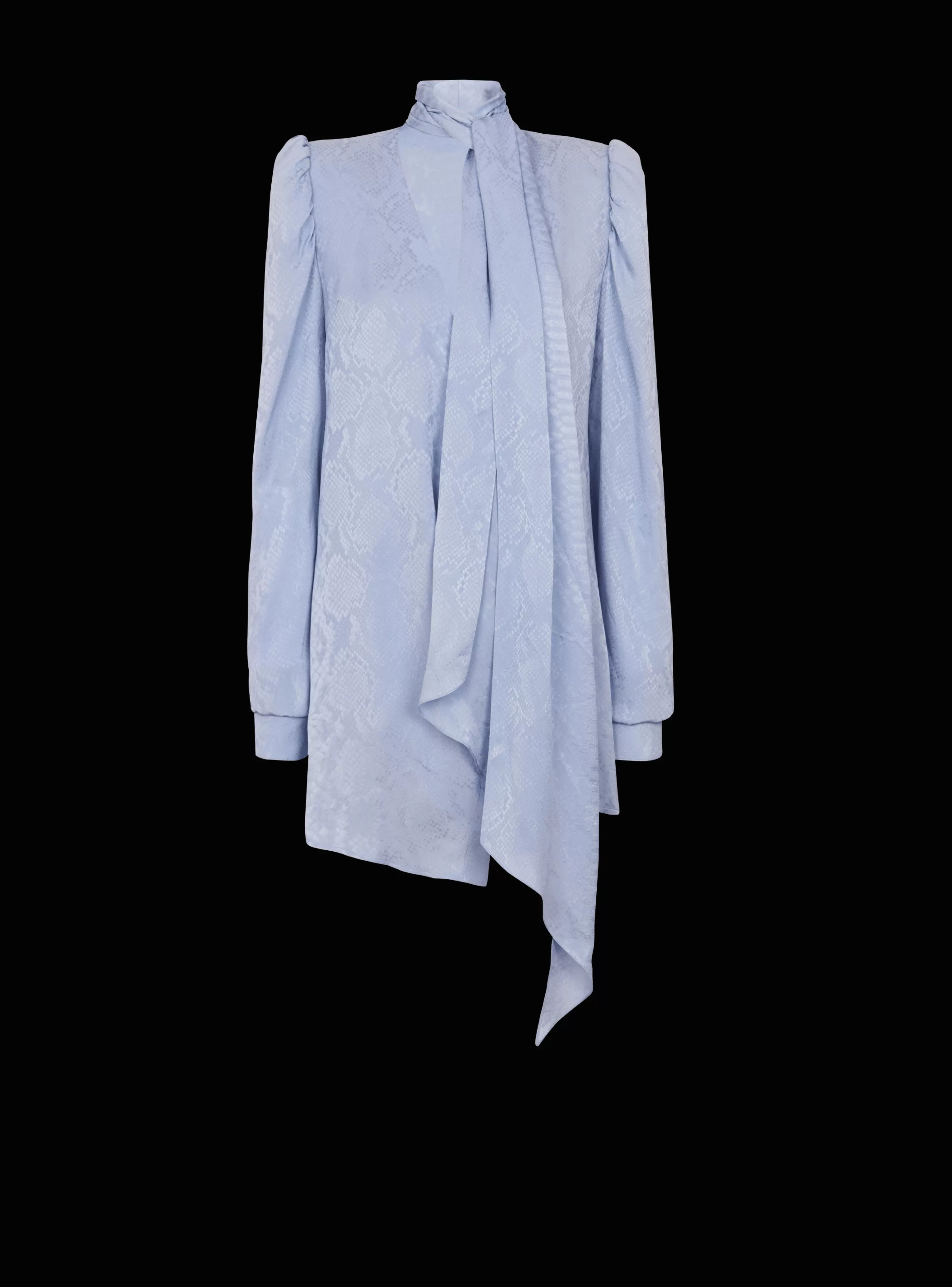 Balmain Abiti-Snakeskin Silk Tie Dress blue