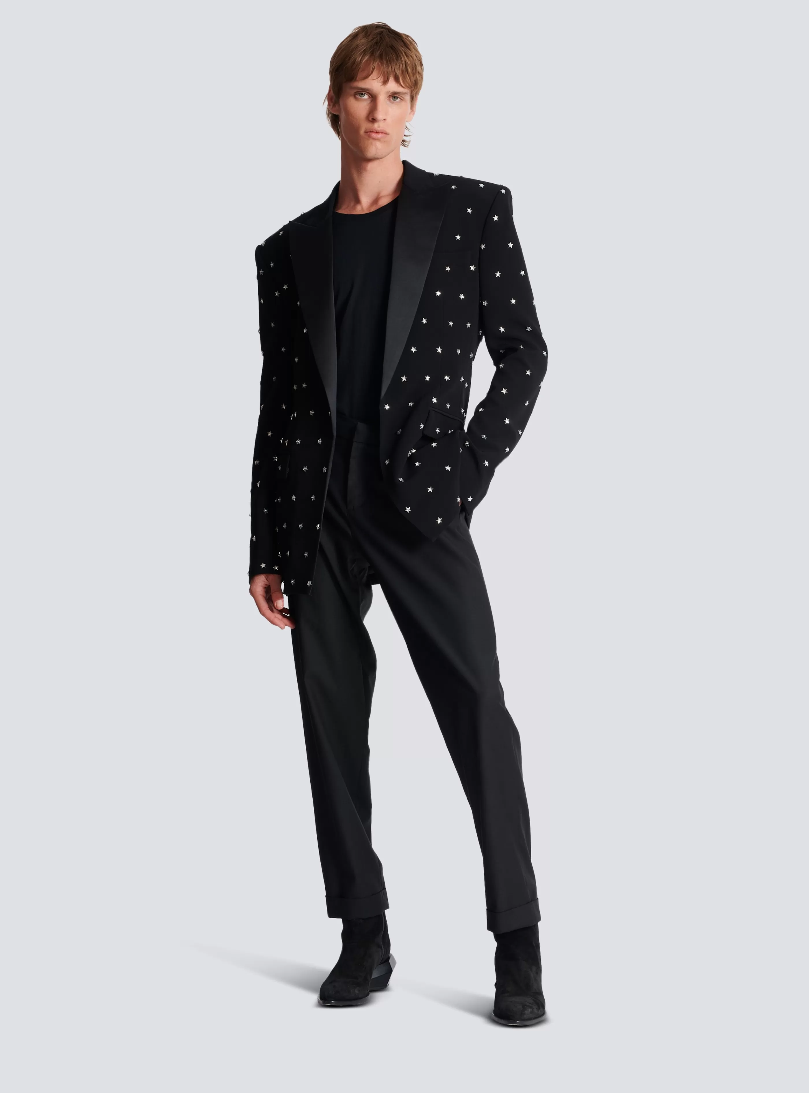 Balmain Giacche E Blazers-Stars Embroidered Jacket black