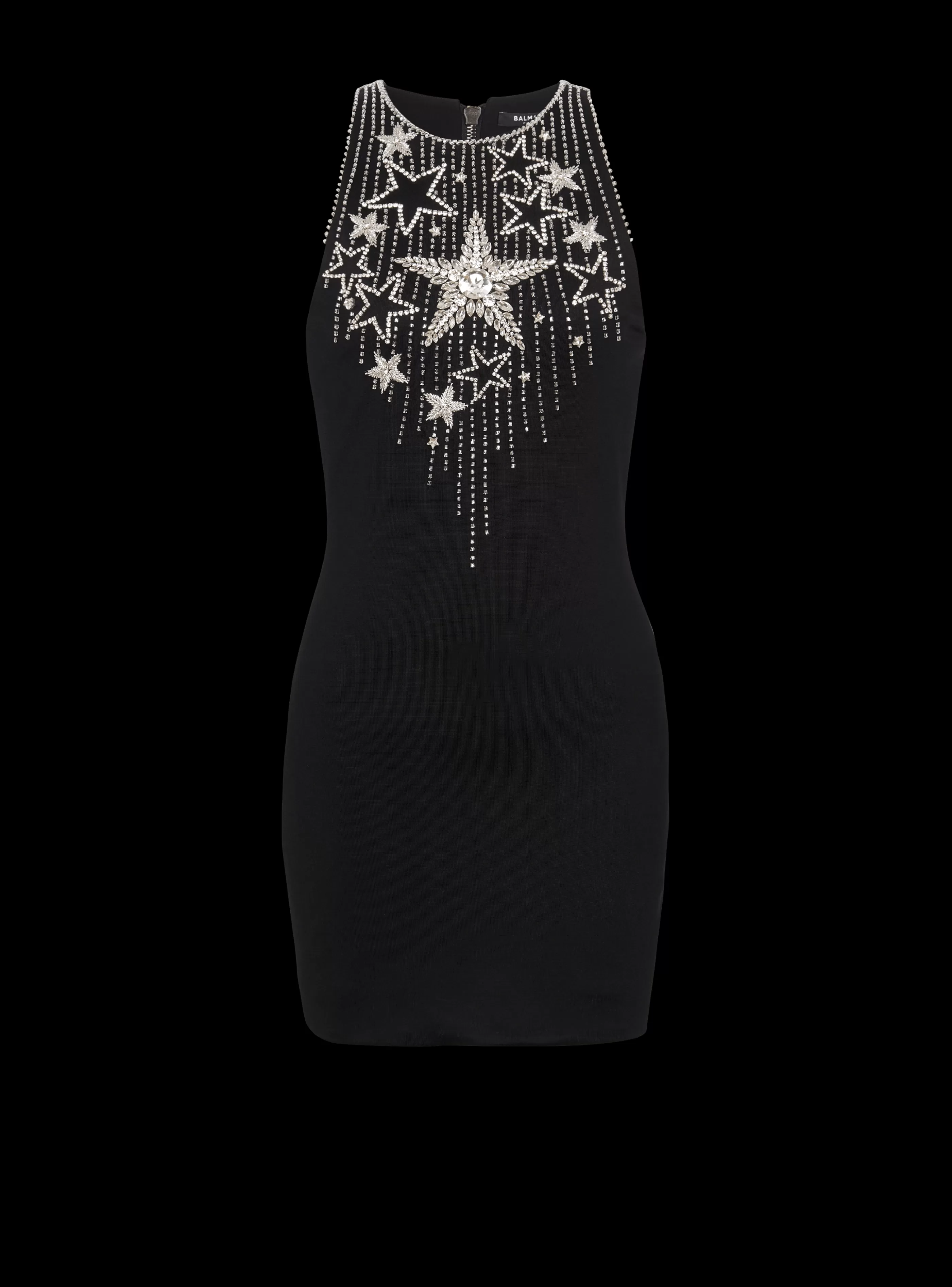 Balmain Abiti-Stars Embroidered Short Dress black
