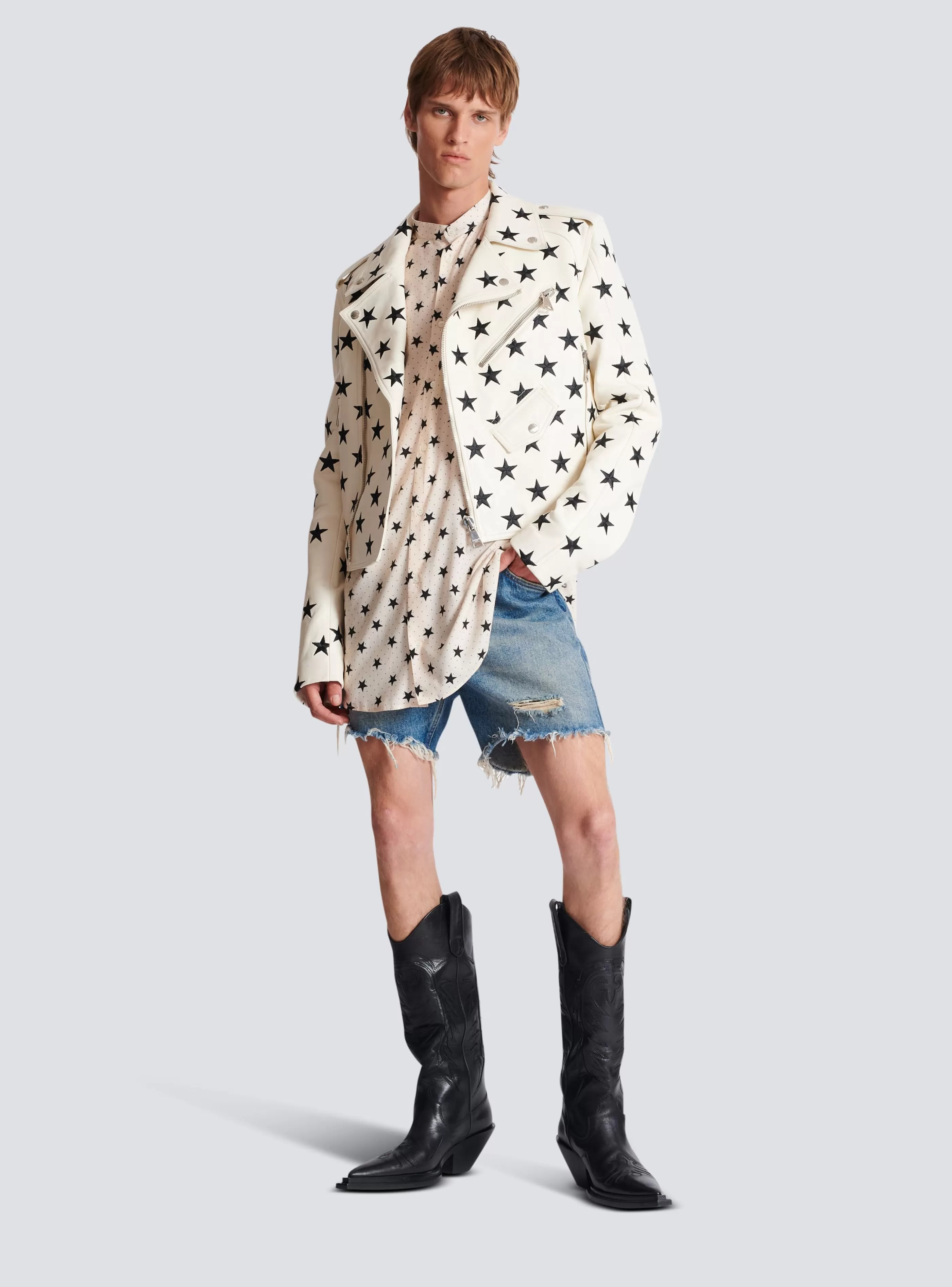 Balmain Camicie E Polo-Stars Print Shirt black