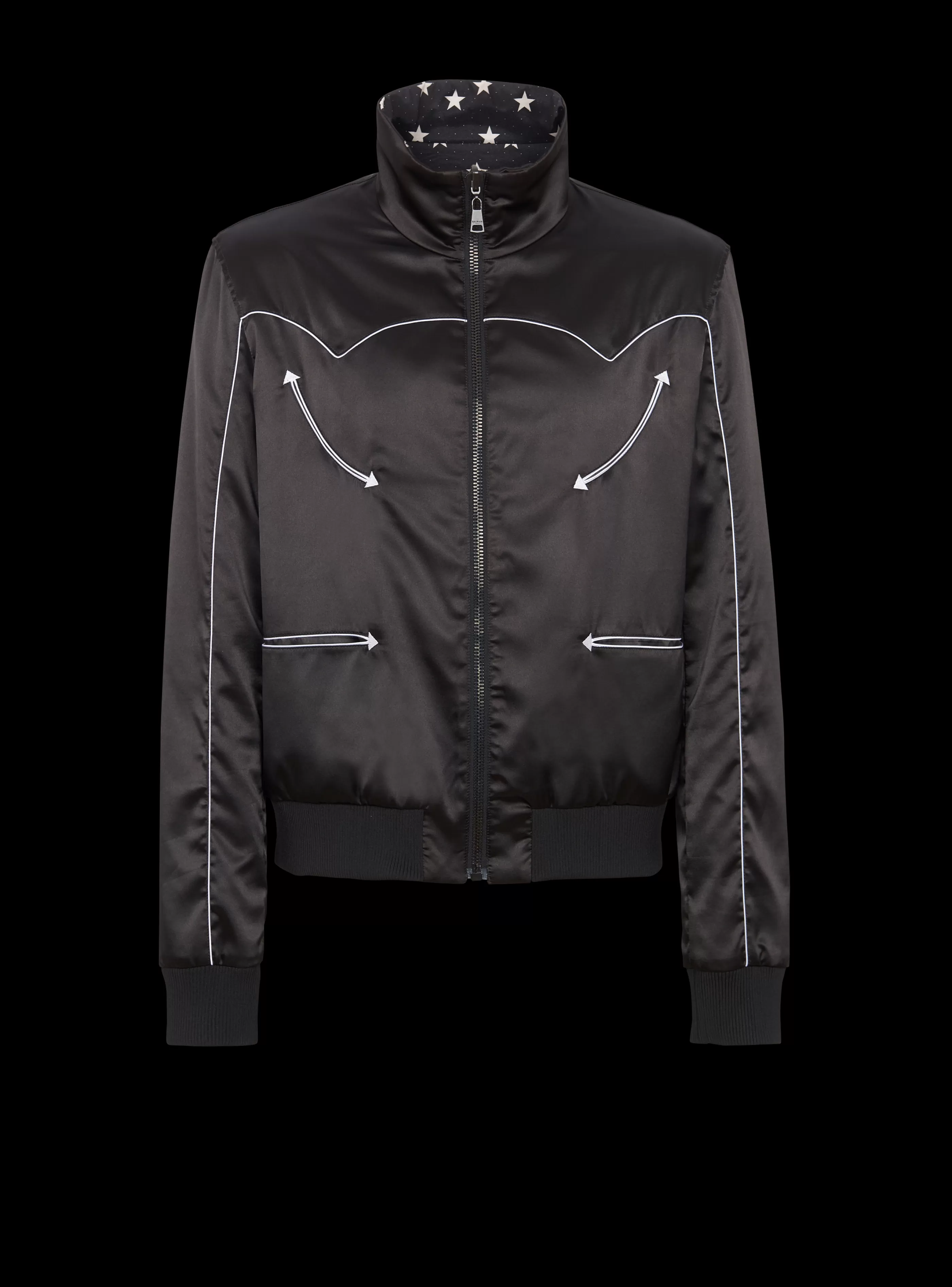 Balmain Capispalla-Stars Reversible Bomber Jacket black