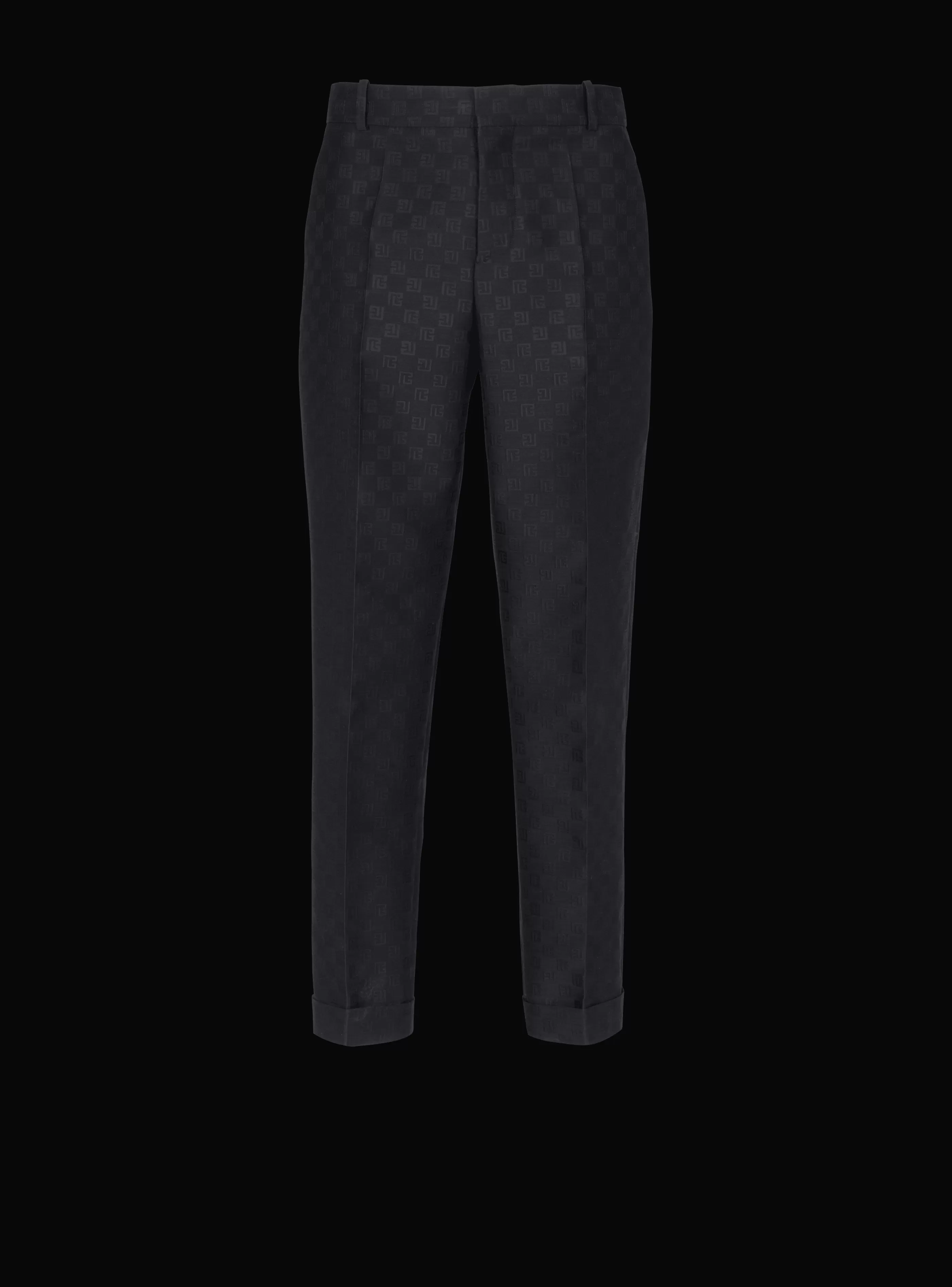 Balmain Pantaloni E Pantaloncini-Straight-leg Mini Monogrammed Trousers black