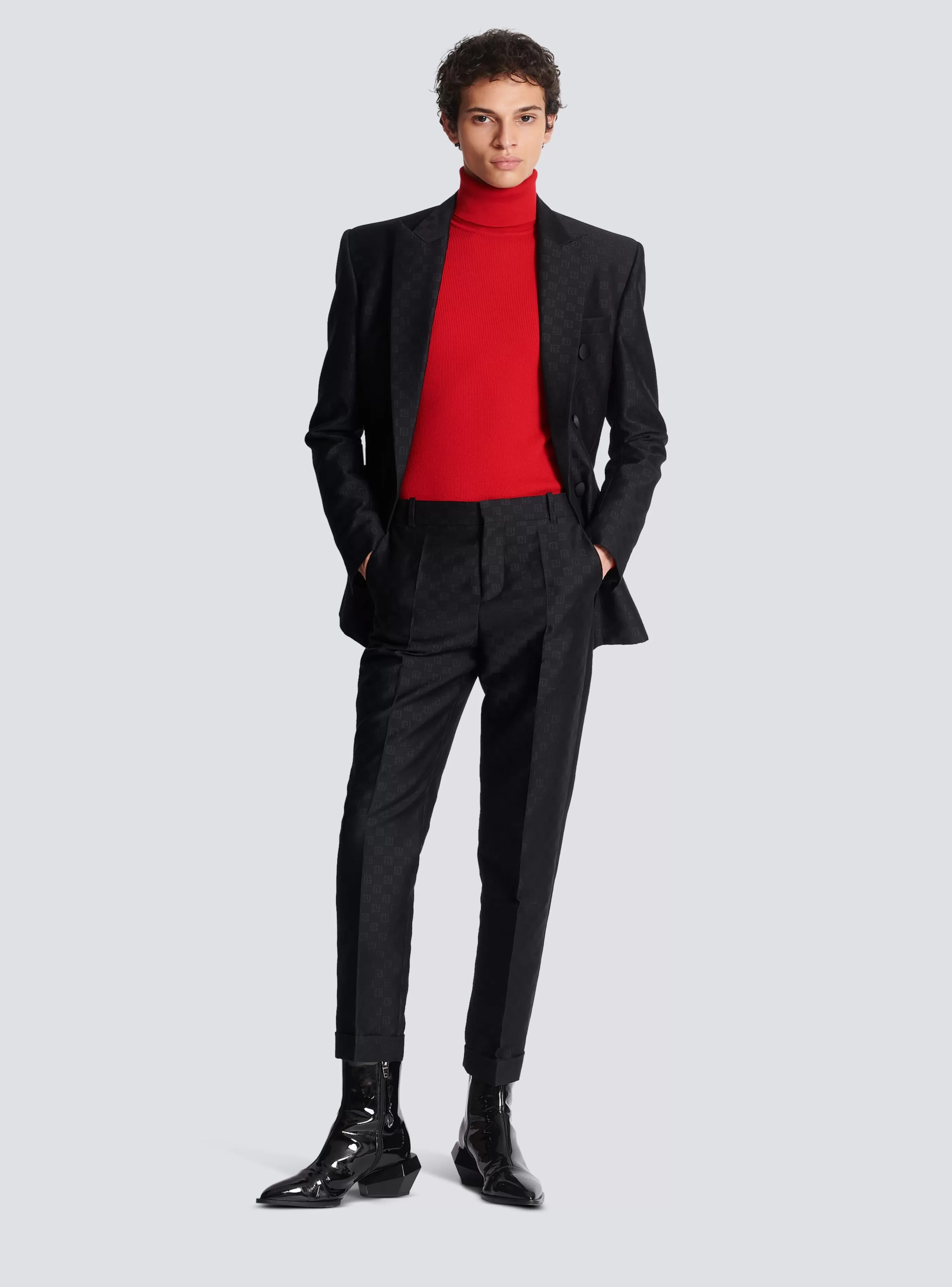 Balmain Pantaloni E Pantaloncini-Straight-leg Mini Monogrammed Trousers black