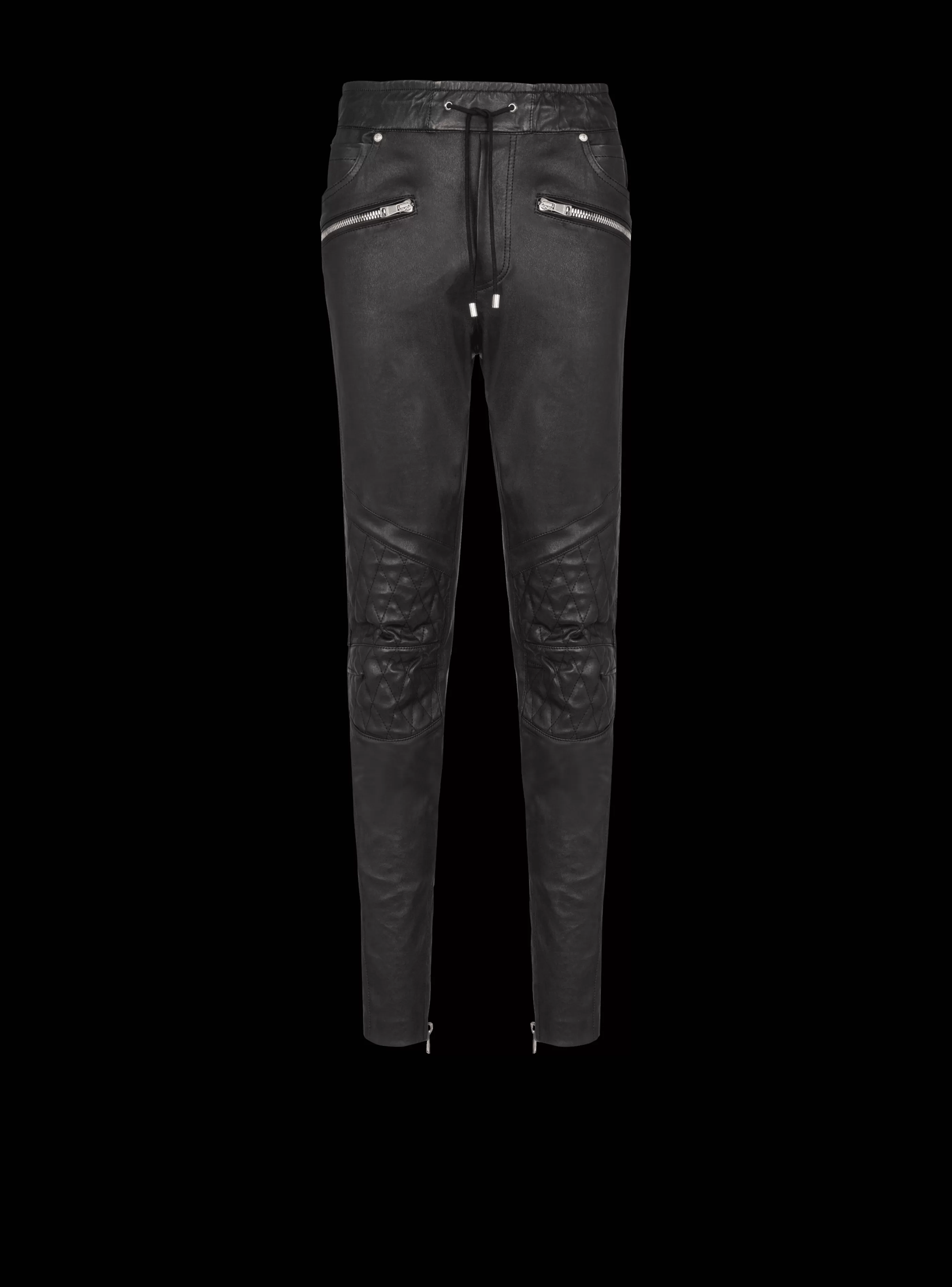 Balmain Pantaloni E Pantaloncini-Stretch Leather Trousers black